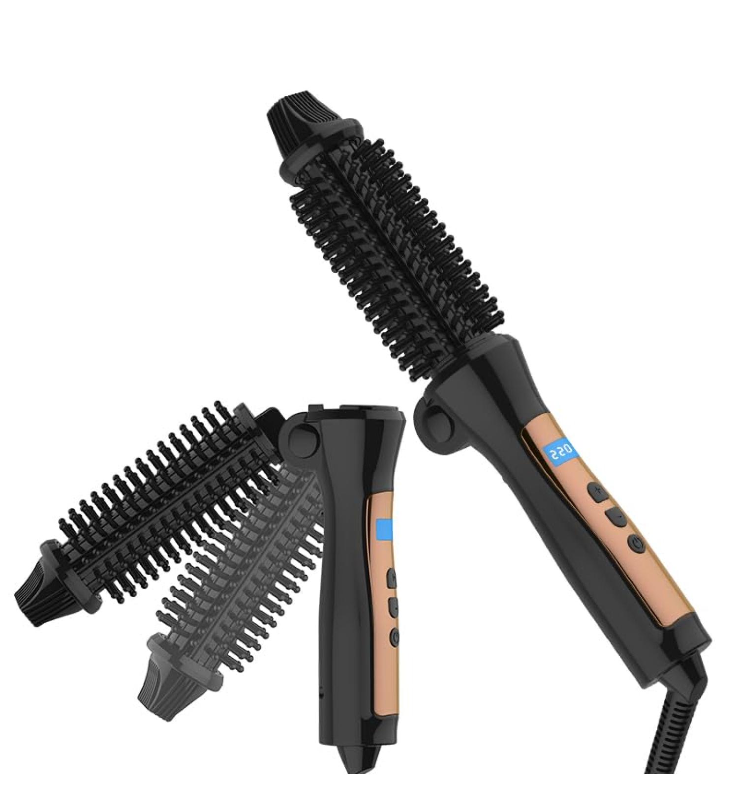 Mini Collapsible Hair Curler Brush: Tangle-Free, Temperature Control, Dual Voltage Travel-Friendly Tourmaline Ceramic Ionic Hot Styling Wand (Black) - Buy Online on GoSupps.com