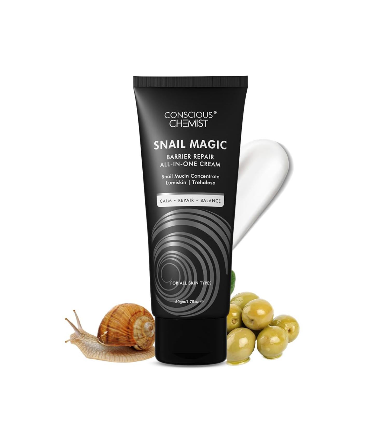 Conscious Chemist Snail Magic All-In-One Skin Repair Cream | Daily Gel Cream with Korean Snail Mucin | 50g - International Shipping Available - Buy Online on GoSupps.com