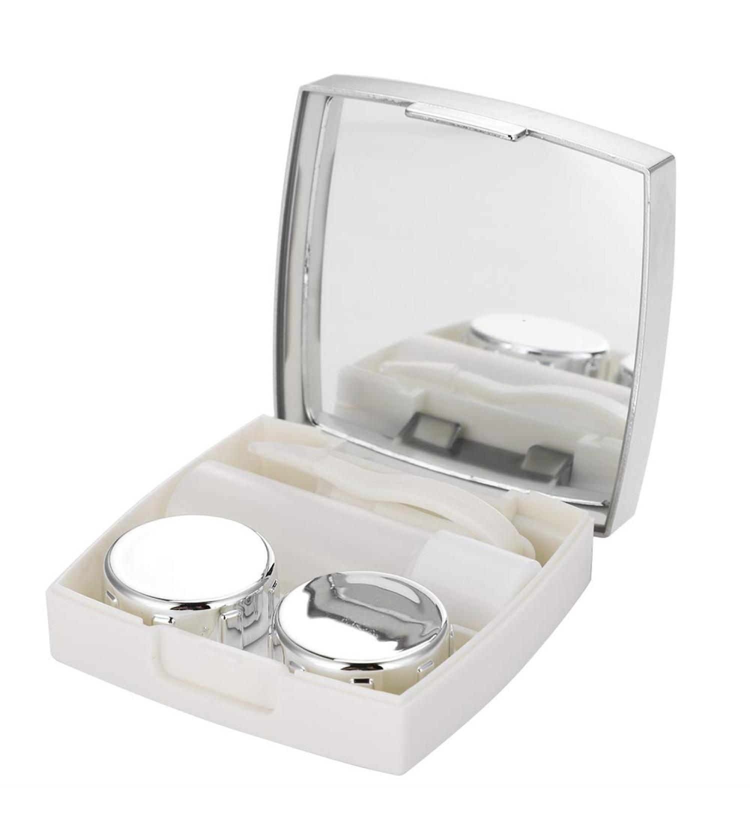 Mini Contact Lens Case Travel Bag - Portable Eye Care Set with Mirror | 3 Colors Available (White) - Buy Online on GoSupps.com
