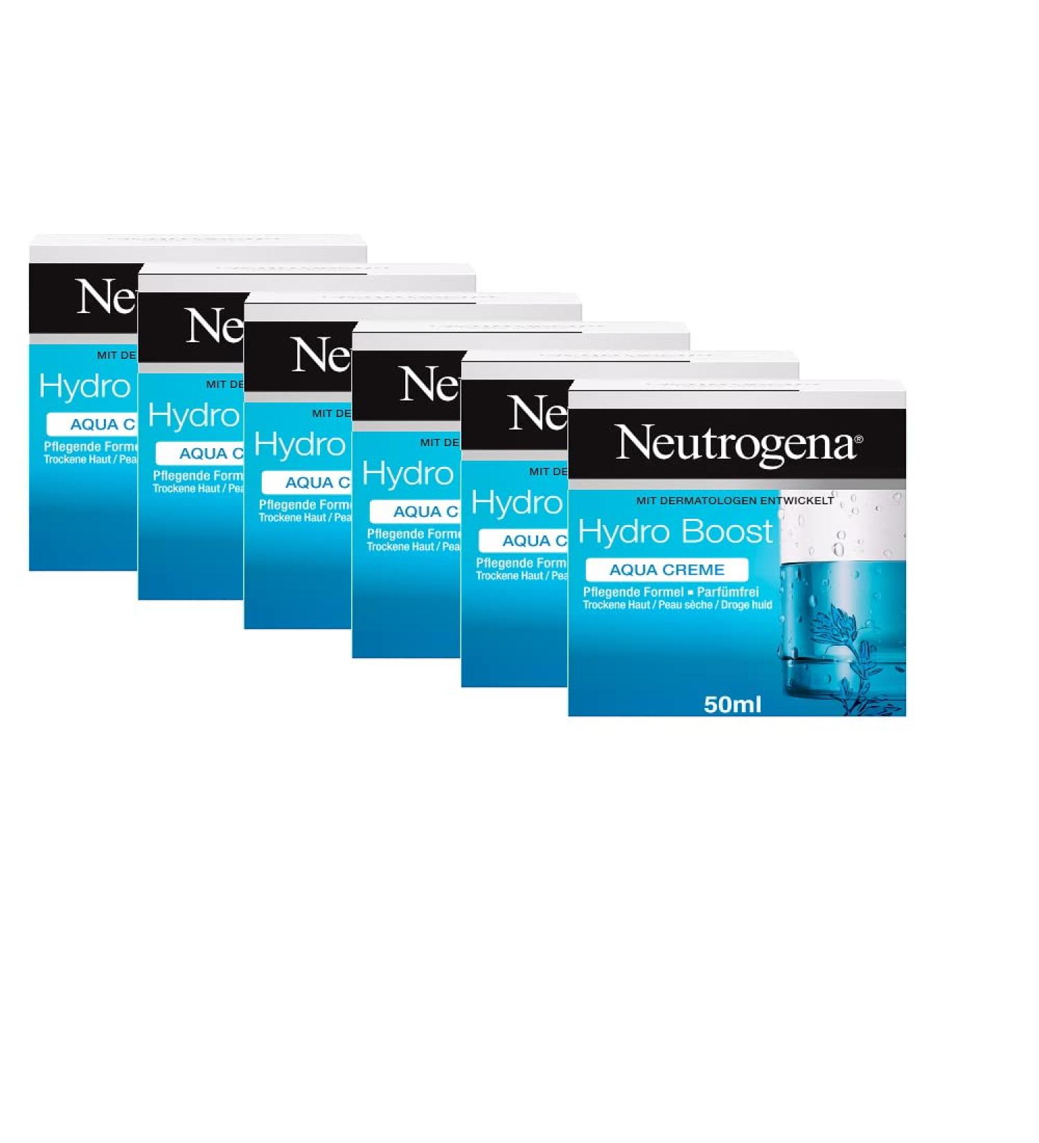 Neutrogena Hydro Boost Face Cream - Oil-Free Fragrance-Free Aqua Cream with Hyaluron for Dry Skin | 6x50ml Moisturizer - Shop Internationally - Buy Online on GoSupps.com