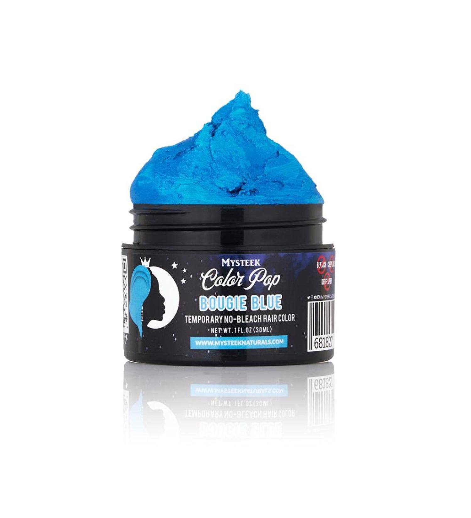 Mysteek Color Pop Temporary Hair Color - Bougie Blue for Dark & Light Hair No Bleach Washout 1 Fl Oz | Mysteek Naturals - Buy Online on GoSupps.com
