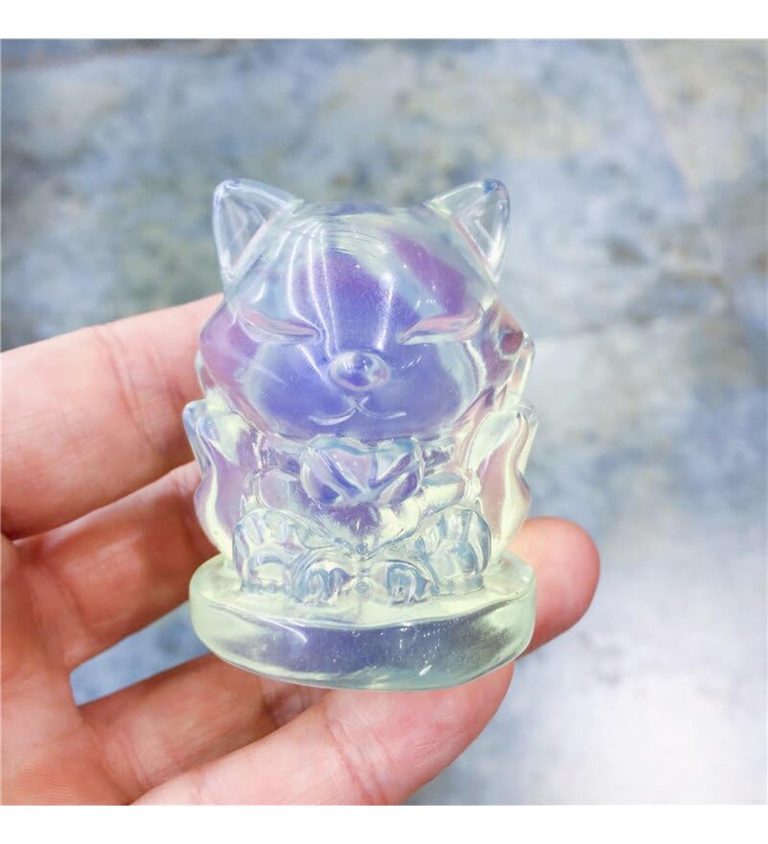 Natural Opal Crystal Stone Opalite Fox Hand Carved Crystal Polished Quartz Stones Gemstones for Home DIY Decorations - (Size: 50mm) Home Goods - Buy Online on GoSupps.com