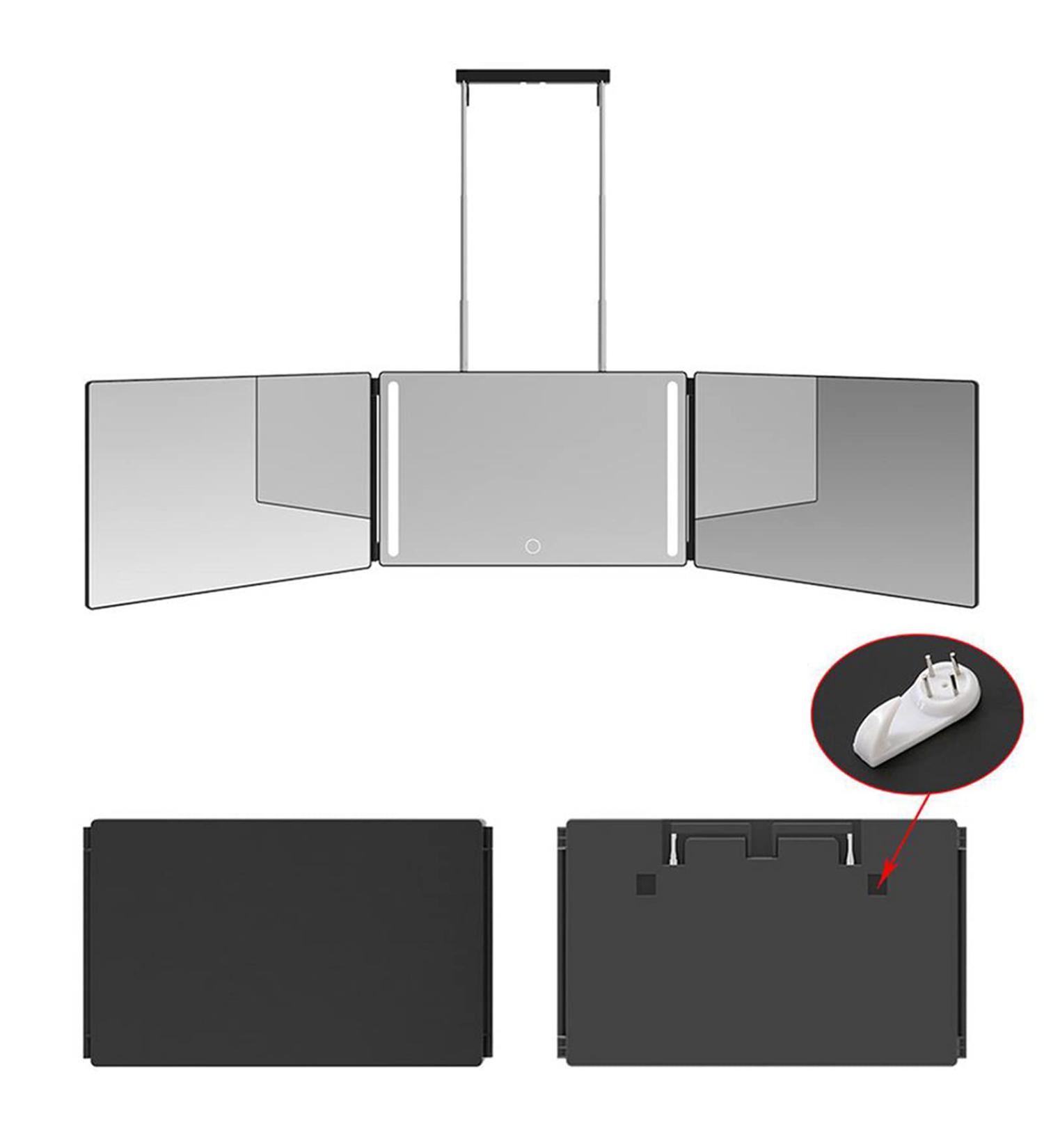 TZUTOGETHER 3 Way Mirror with Light | Rechargeable 360 Height Adjustable Barber Mirror for Hair Cutting, Styling, Grooming, Makeup - Buy Online on GoSupps.com