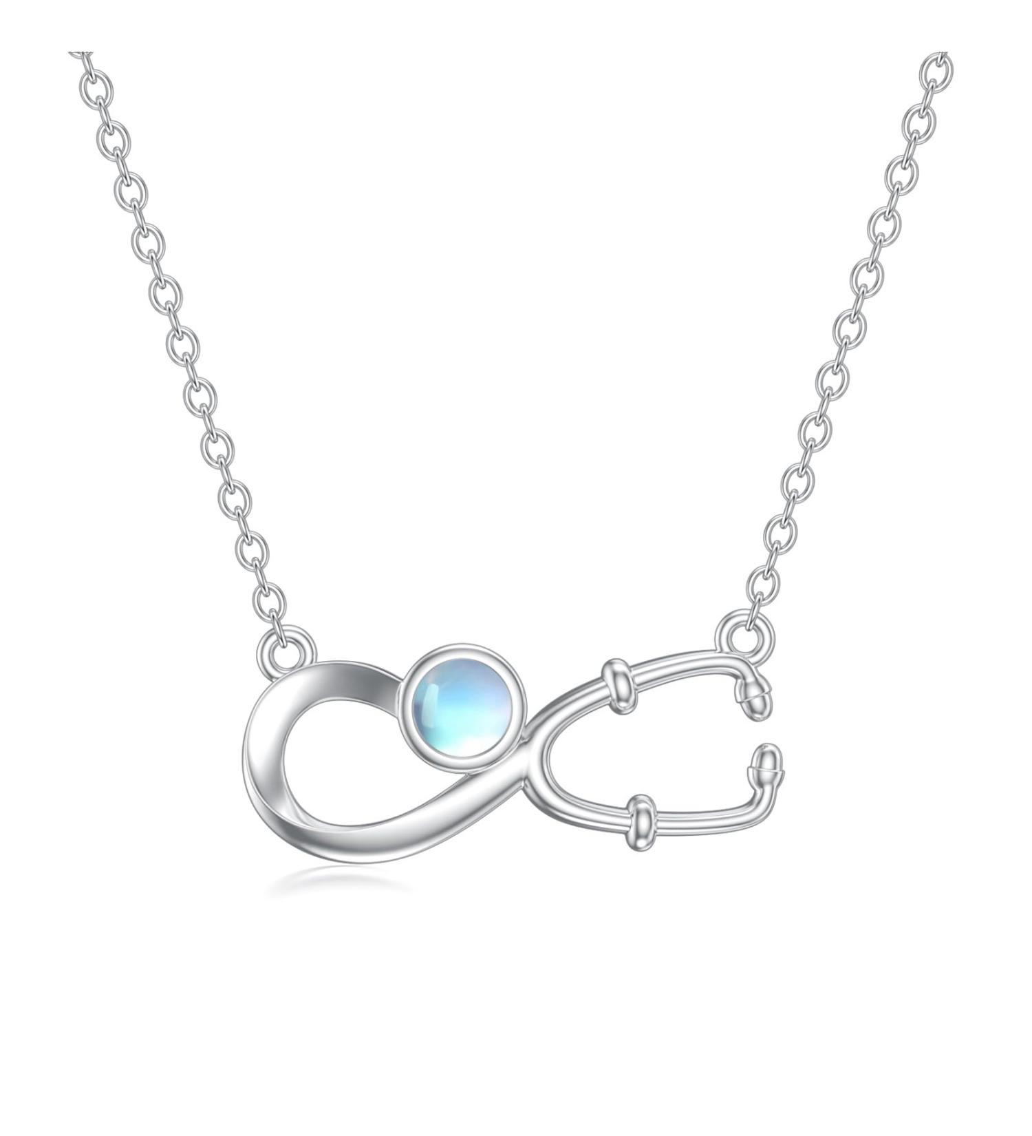Sterling Silver Nurse Stethoscope Necklace - Moonstone Doctor Jewelry | RN Graduation Gift | Medical-Themed Accessories - Buy Online on GoSupps.com