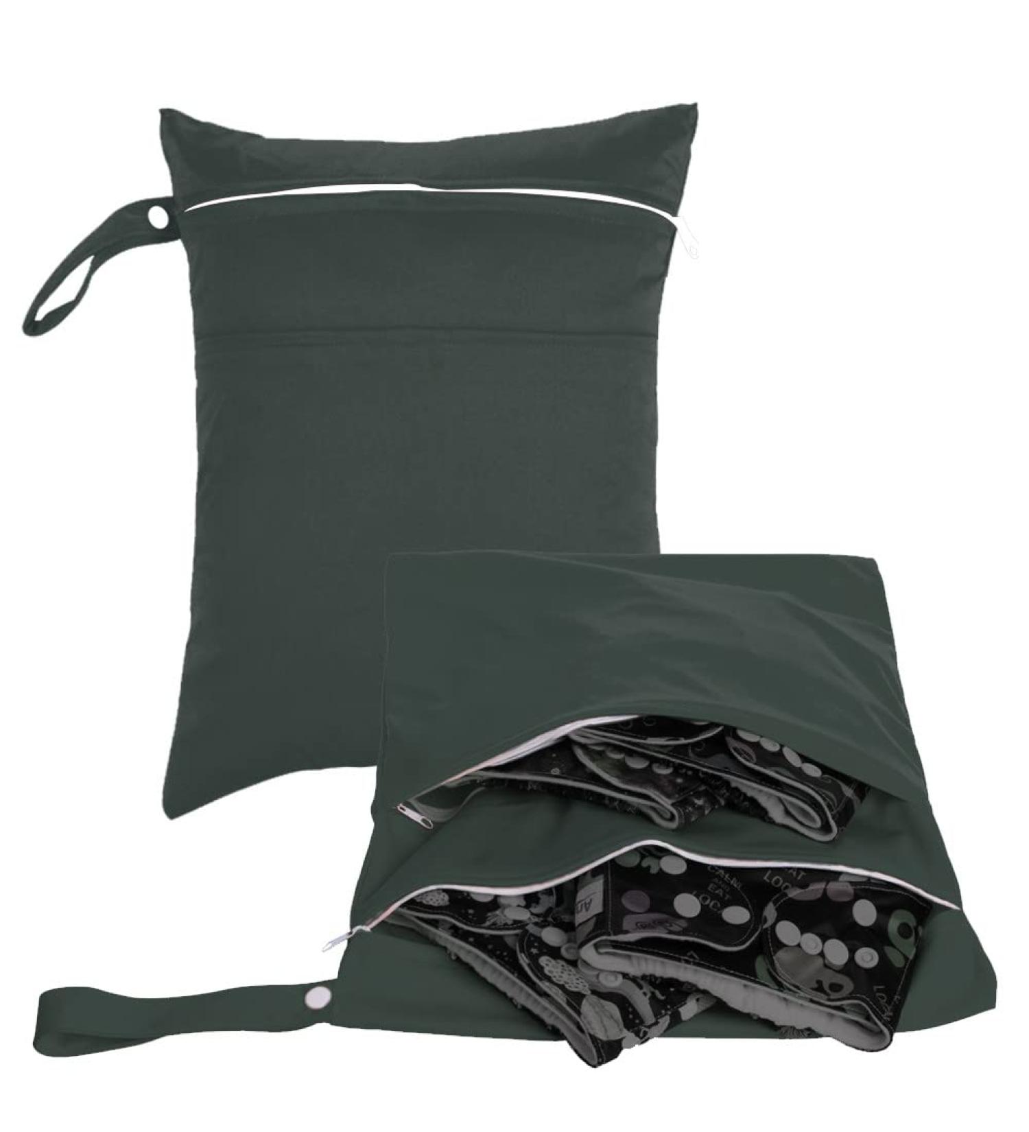 Yontree 2 Pcs Waterproof Reusable Wet Bag with Double Zipper Pockets - Black | Washable Wet Dry Clothes Storage Bag - Buy Online on GoSupps.com