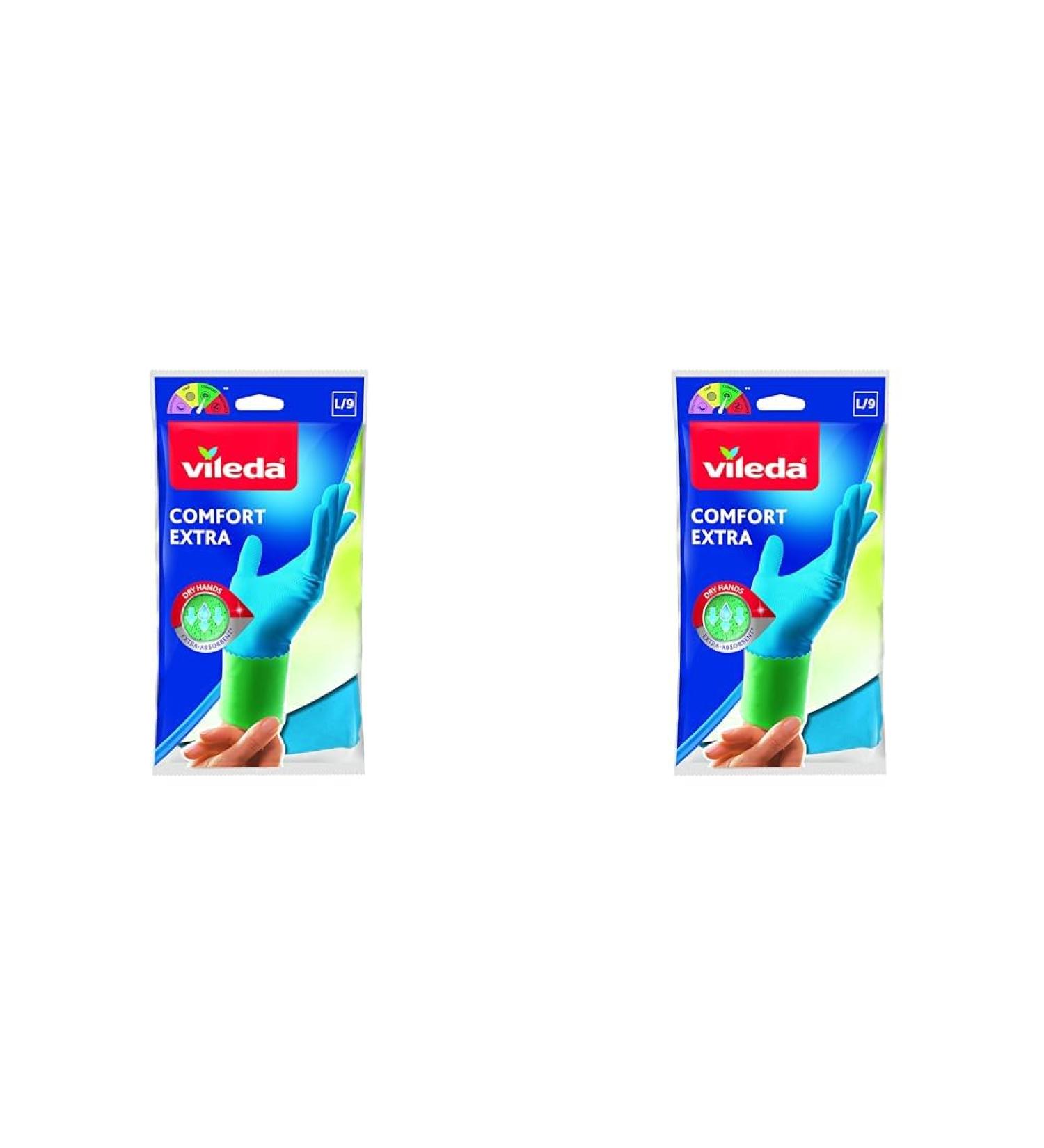 Vileda Comfort & Care Rubber Gloves with Chamomile Lotion - Size L (Pack of 2) | Premium International Shipping - Buy Online on GoSupps.com