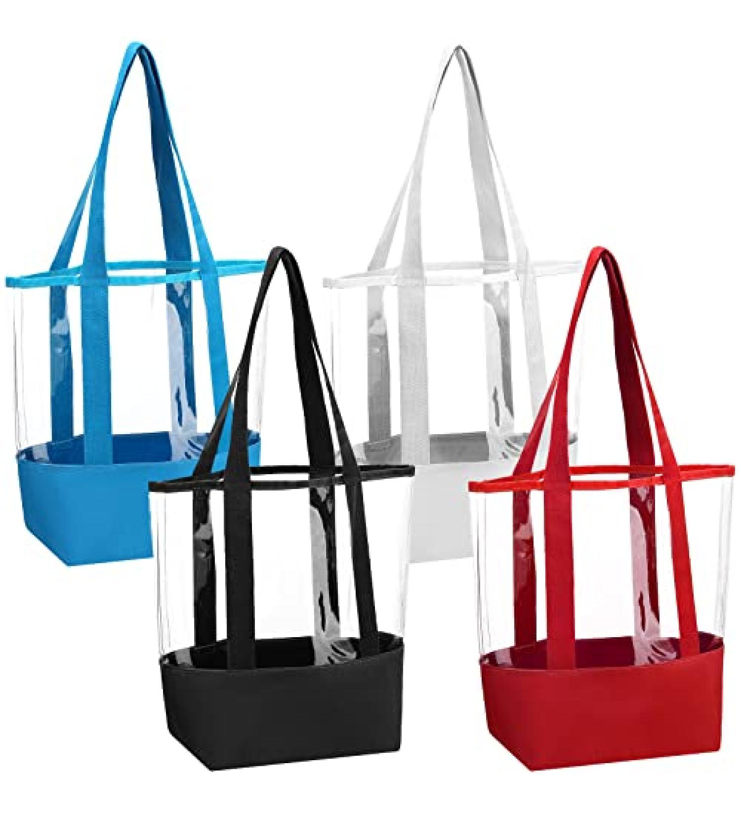 Hillban 4 Pcs Clear Tote Bag - Waterproof Transparent PVC Handbags for Women - Stadium Security Approved - Ideal for Beach, Pool, and Work - 4 Colors - Buy Online on GoSupps.com