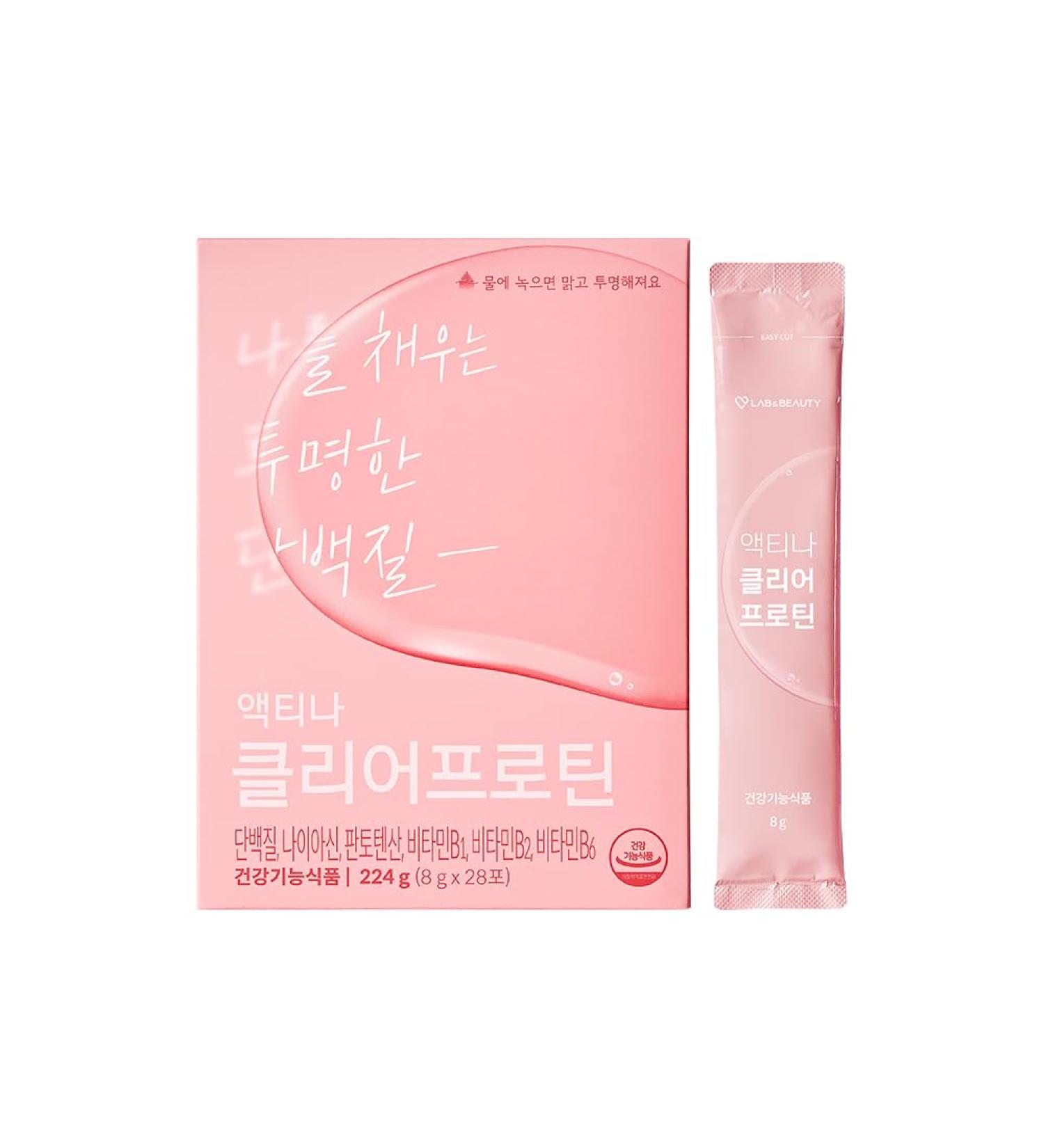 LAB&Beauty Actina Clear Protein Powder - Sugar-Free Peach Flavor 28 Convenient Sachets Light Calorie Protein for Optimal Health - Buy Online on GoSupps.com