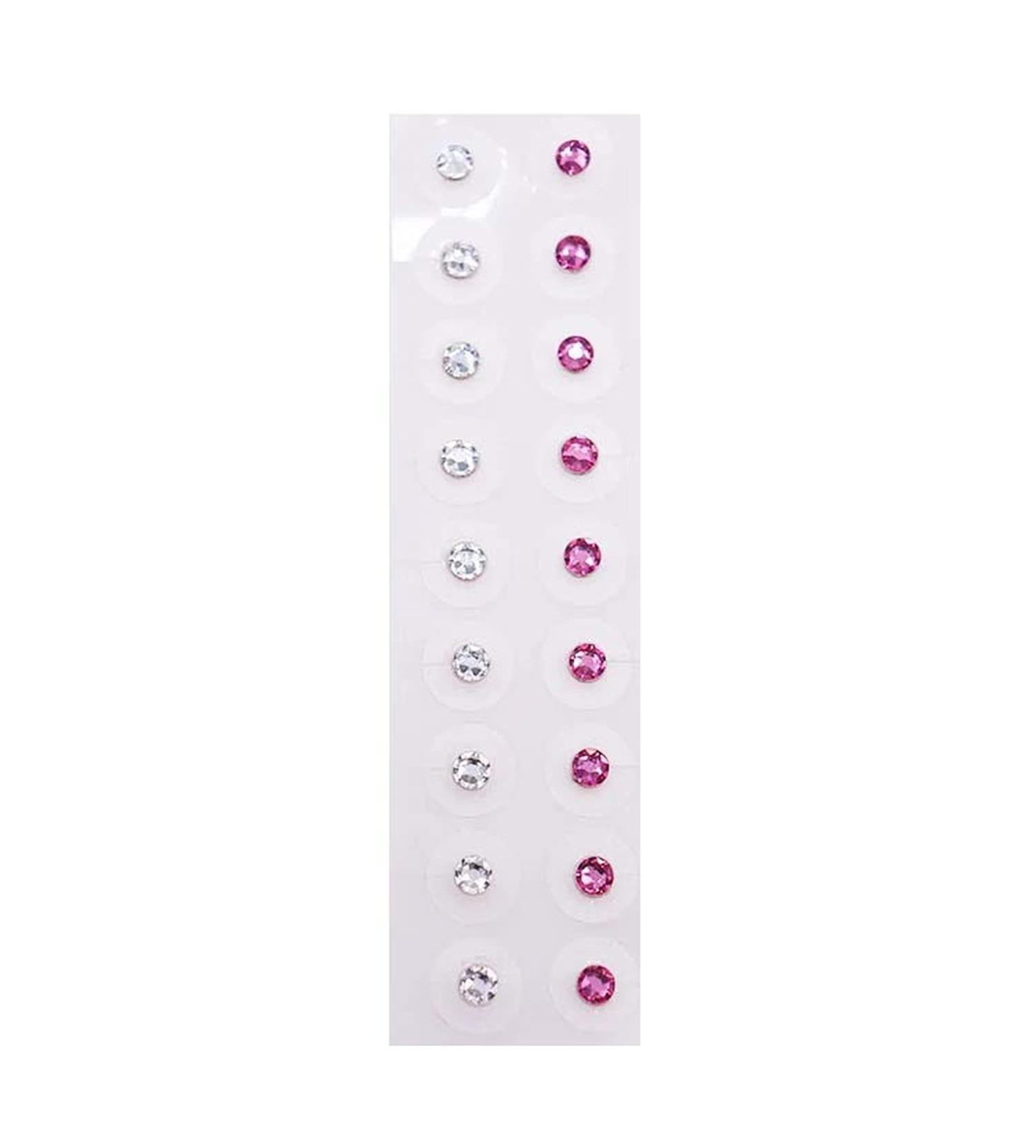Pink and White Crystal Gem Stone Magnetic 24k Gold Bead Clear Tape Auricular Sticker Ear Seeds Ear Acupuncture - Buy Online on GoSupps.com