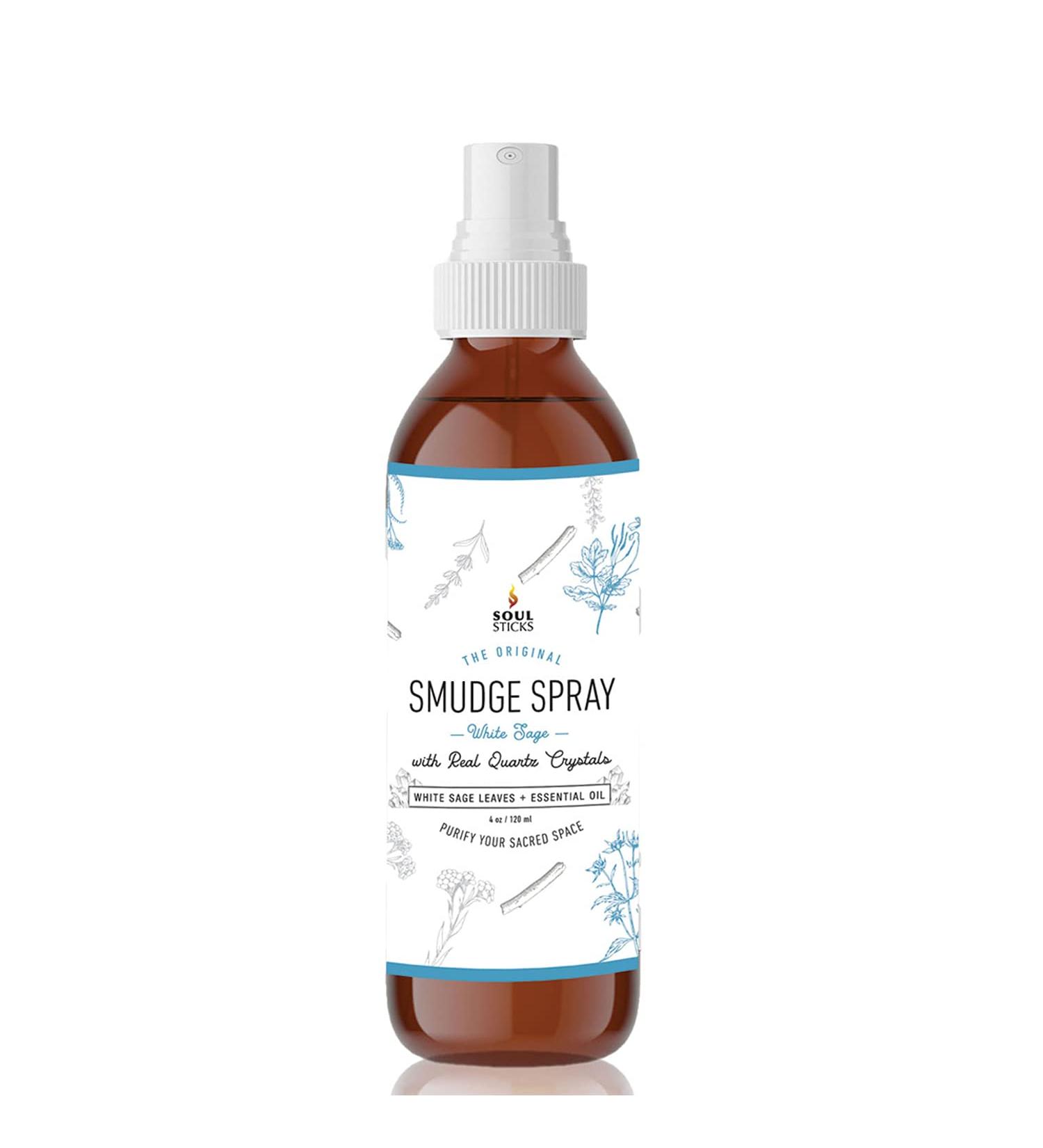 Soul Sticks Smudge Spray for Cleansing Negative Energy | White Sage & Quartz | 3.5 oz. Bottle - Buy Online on GoSupps.com