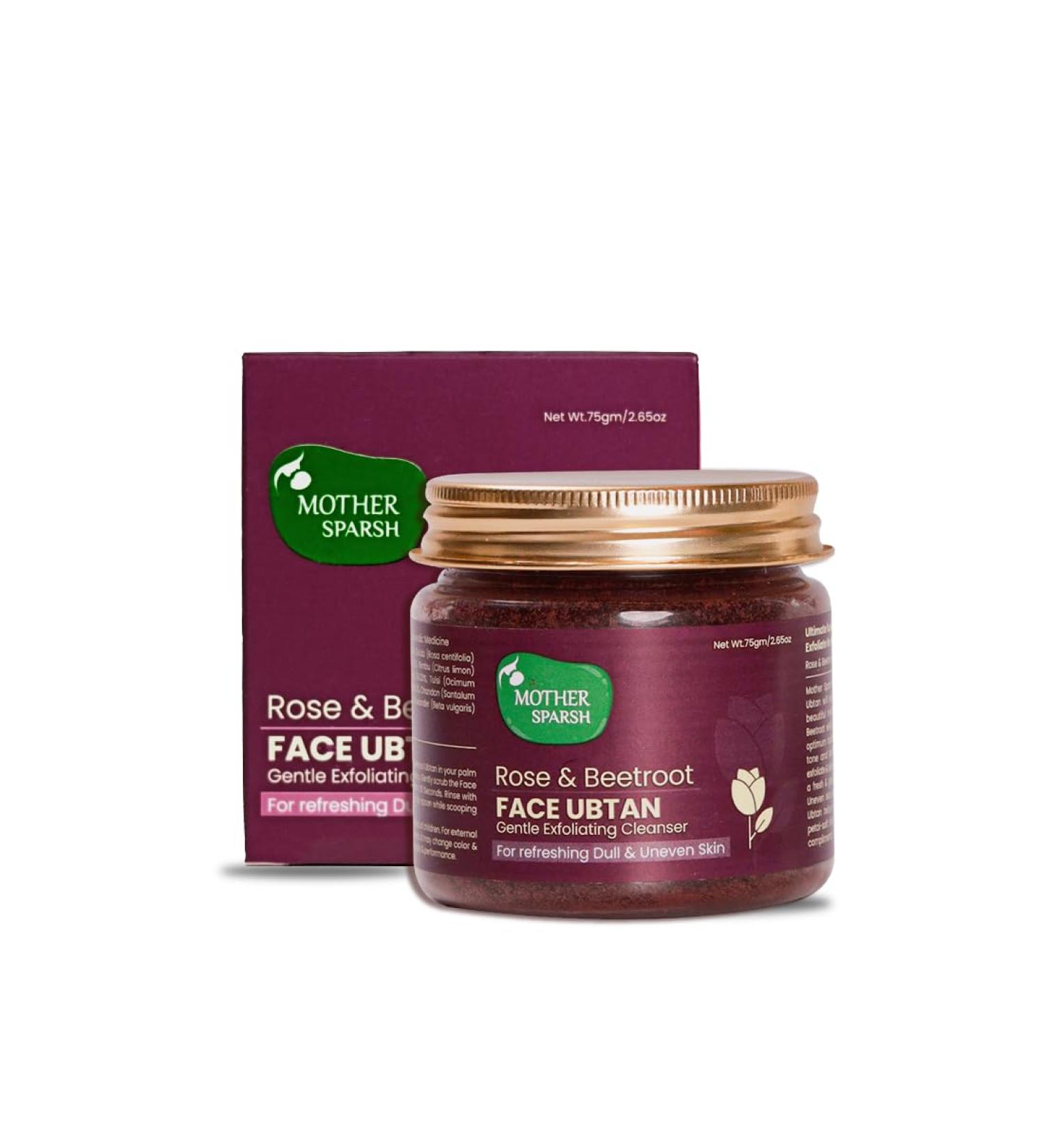 Mother Sparsh Rose & Beetroot Face Ubtan Powder for Natural Radiance and Even Skin Tone | Enriched with Rose Beetroot Mosambi & Cashews (Best For All Skin Type) | 75 gm - Buy Online on GoSupps.com