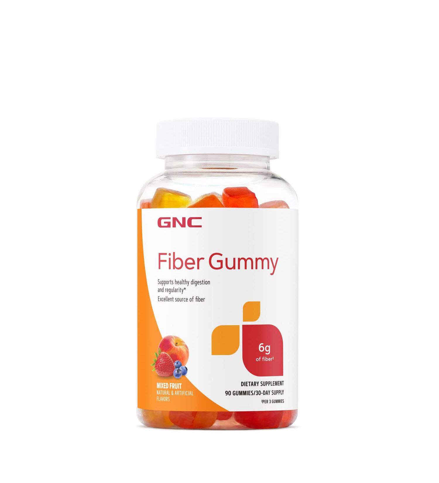 GNC Fiber Gummy - Mixed Fruit - 90 Gummies | Digestive Health Support - Buy Online on GoSupps.com