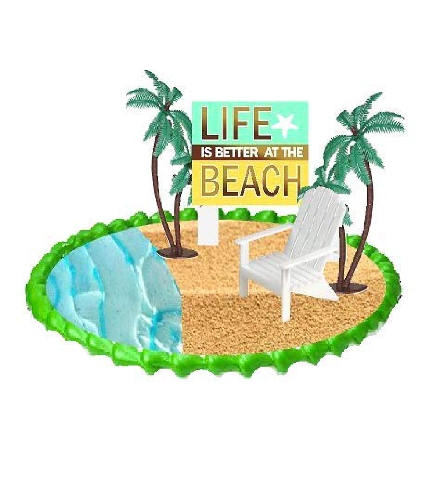 Cake/Food/Cupcake Decoration Plant Tree Topper Picks with Plaque (Beach)