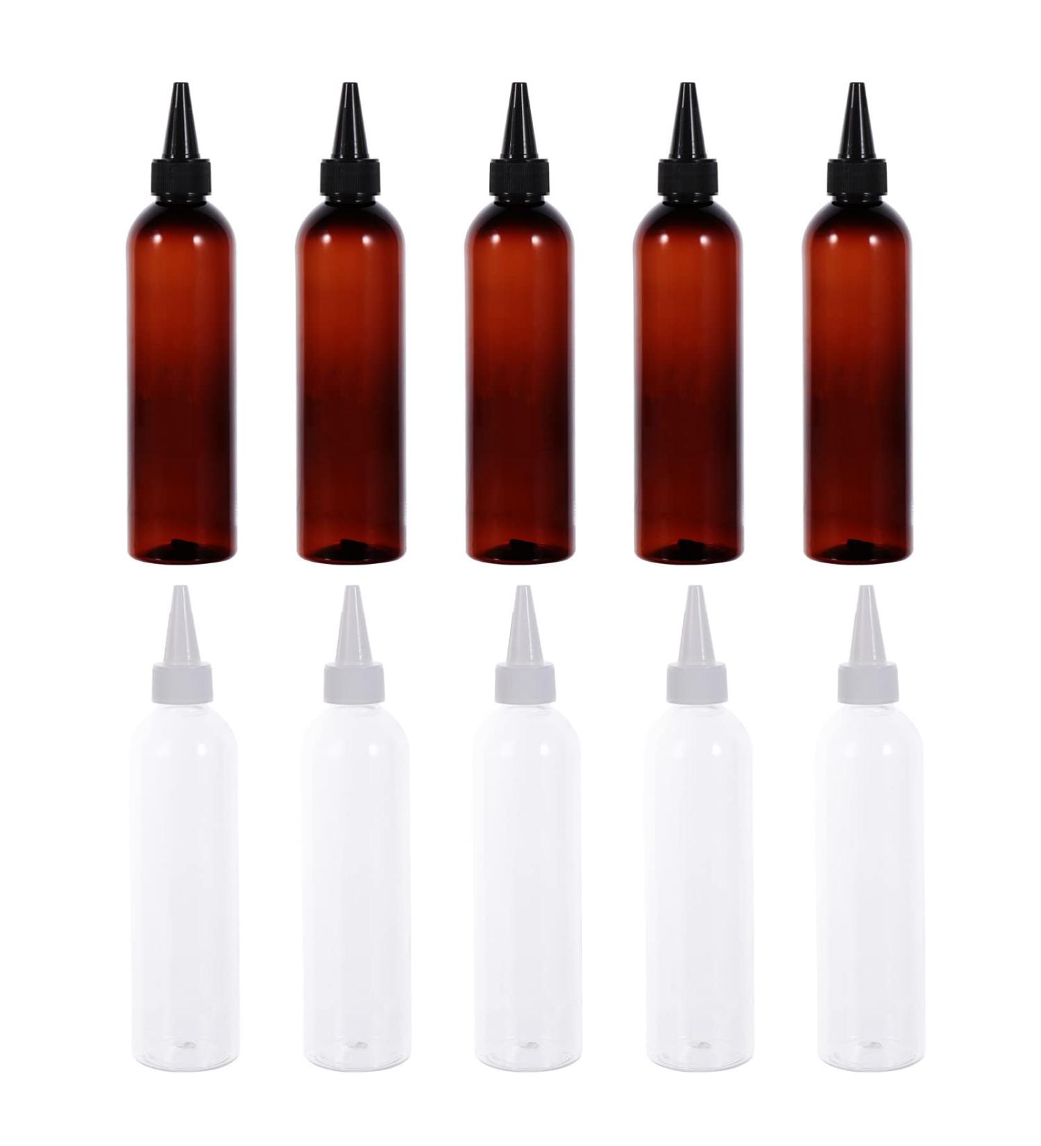 Minkissy Pack of 10 250 ml Hair Colour Bottle Applicator Hair Squeeze Bottles Shampoo Container with Twist Top Cap Pet Refillable Bottles for Hair Colour Painting (Transparent) - Buy Online on GoSupps.com