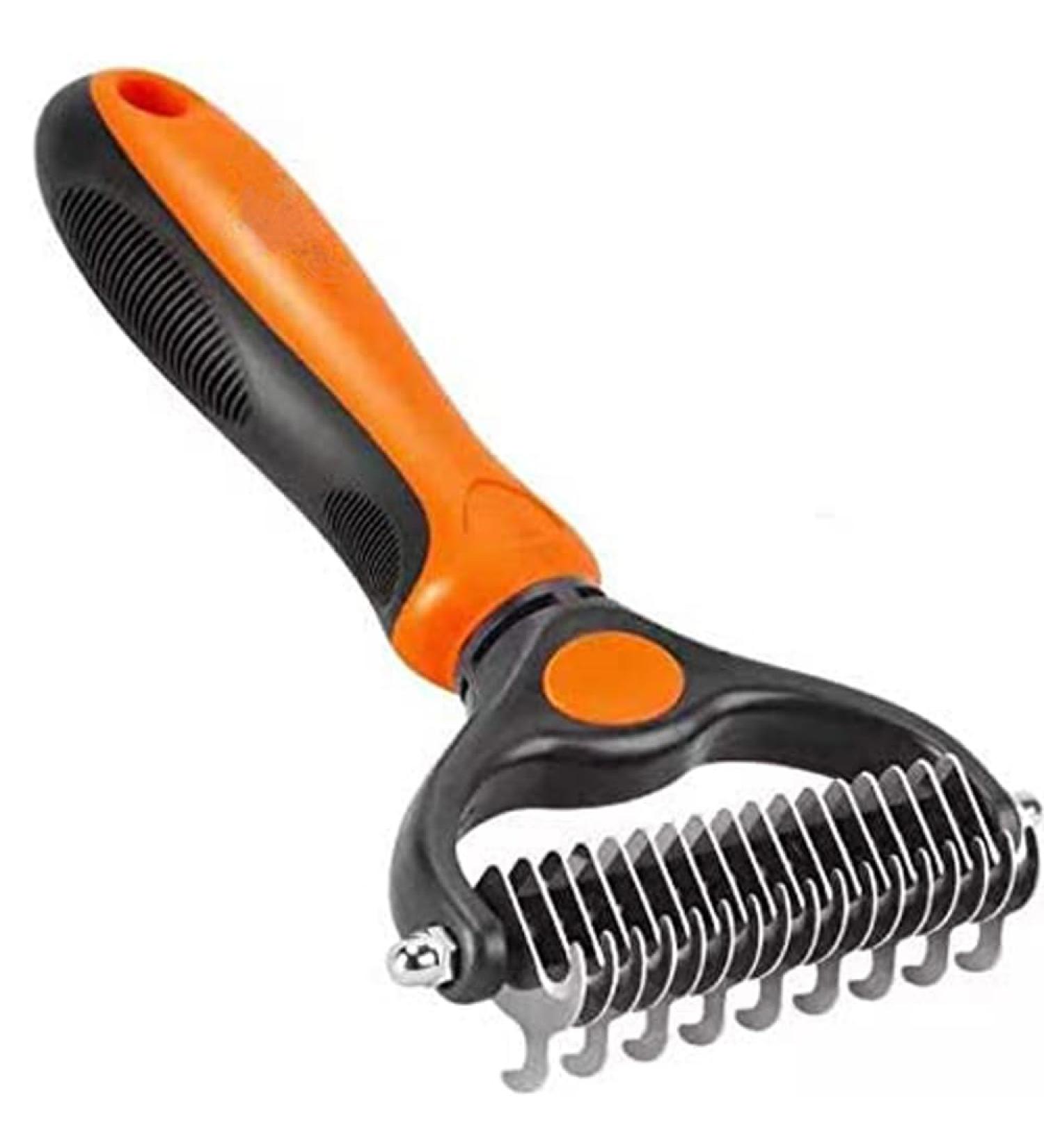 Vigime 2-Page Undercoat Rake | Dog & Cat Brush for Easy Hair Removal | Safe Mat & Matter Remover (Orange) - Buy Online on GoSupps.com