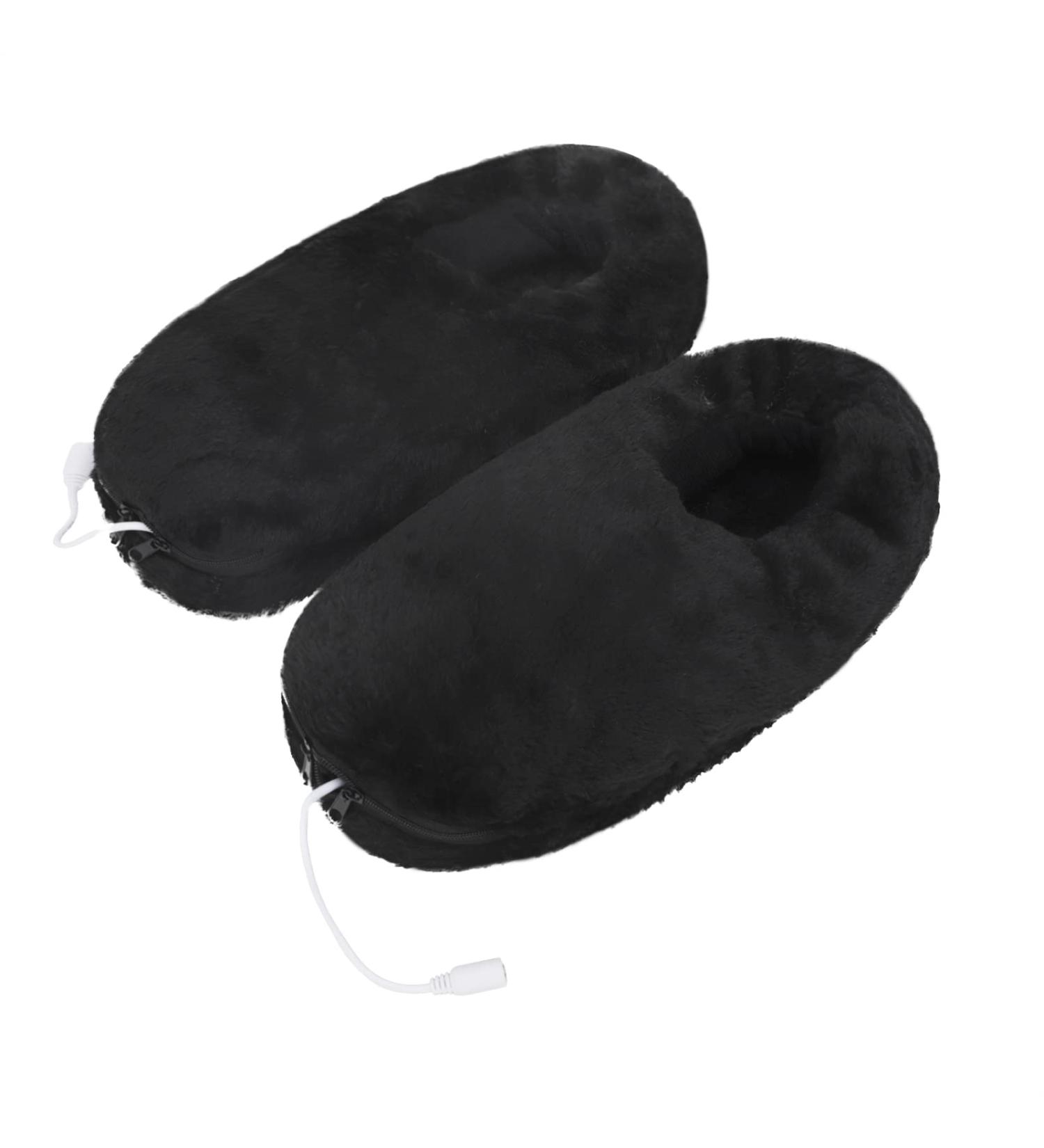 USB Heated Foot Warmers - Plush Electrical Heating Slippers & Boots for Winter | Warm Shoes for Men & Women (Black) - Buy Online on GoSupps.com