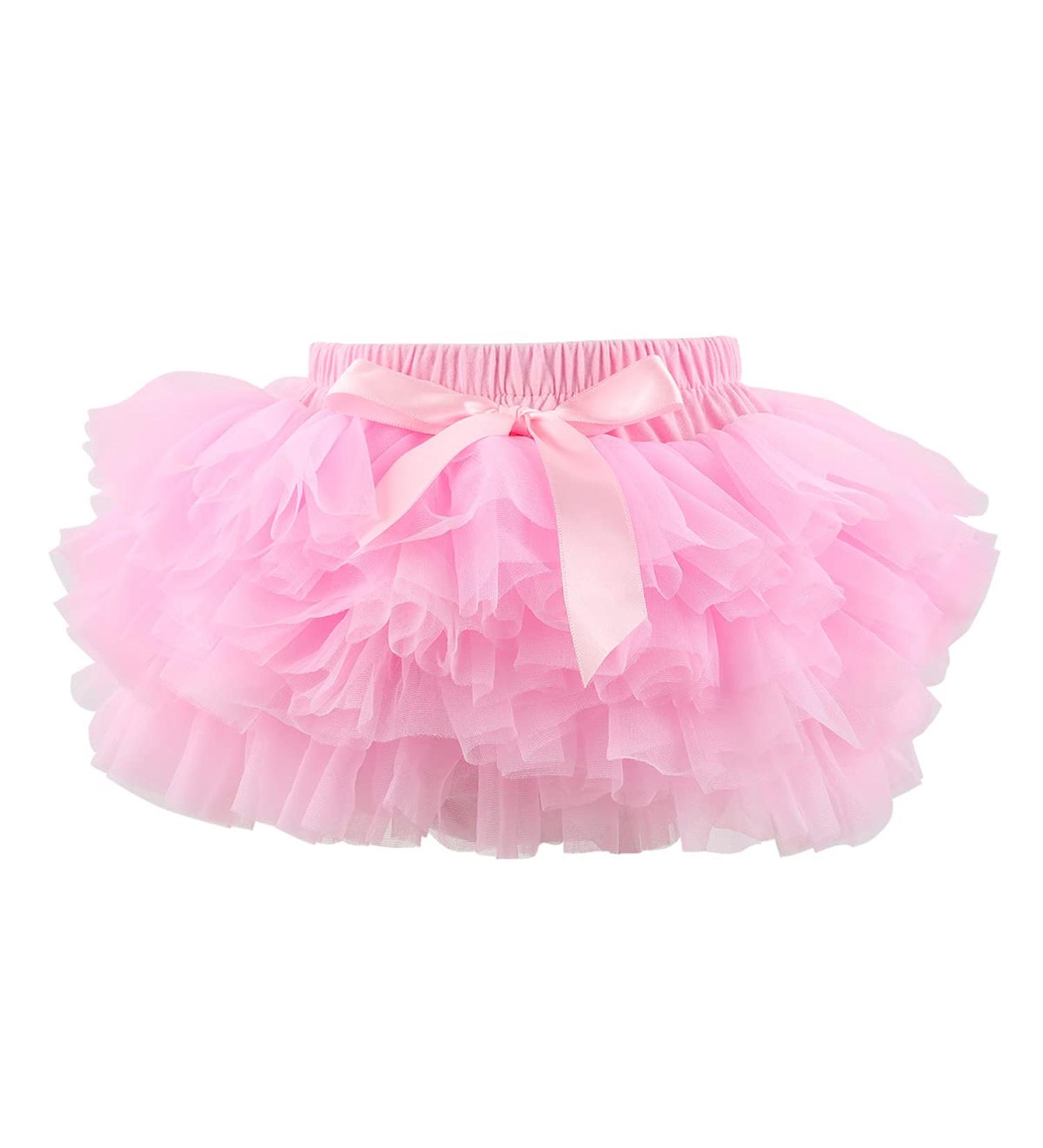 Hoolchean Baby Girls Fluffy Tutu Skirt with Diaper Cover Bloomer | Pink 1-2 Years - Buy Online on GoSupps.com