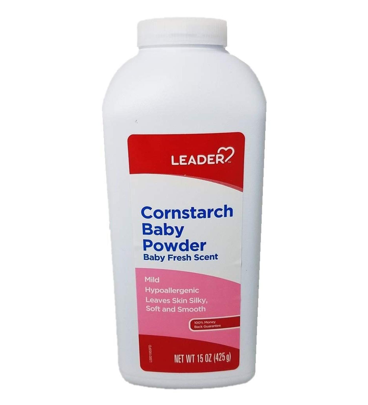 Leader Cornstarch Baby Powder Baby Fresh Scent 15 oz (Pack of 2)