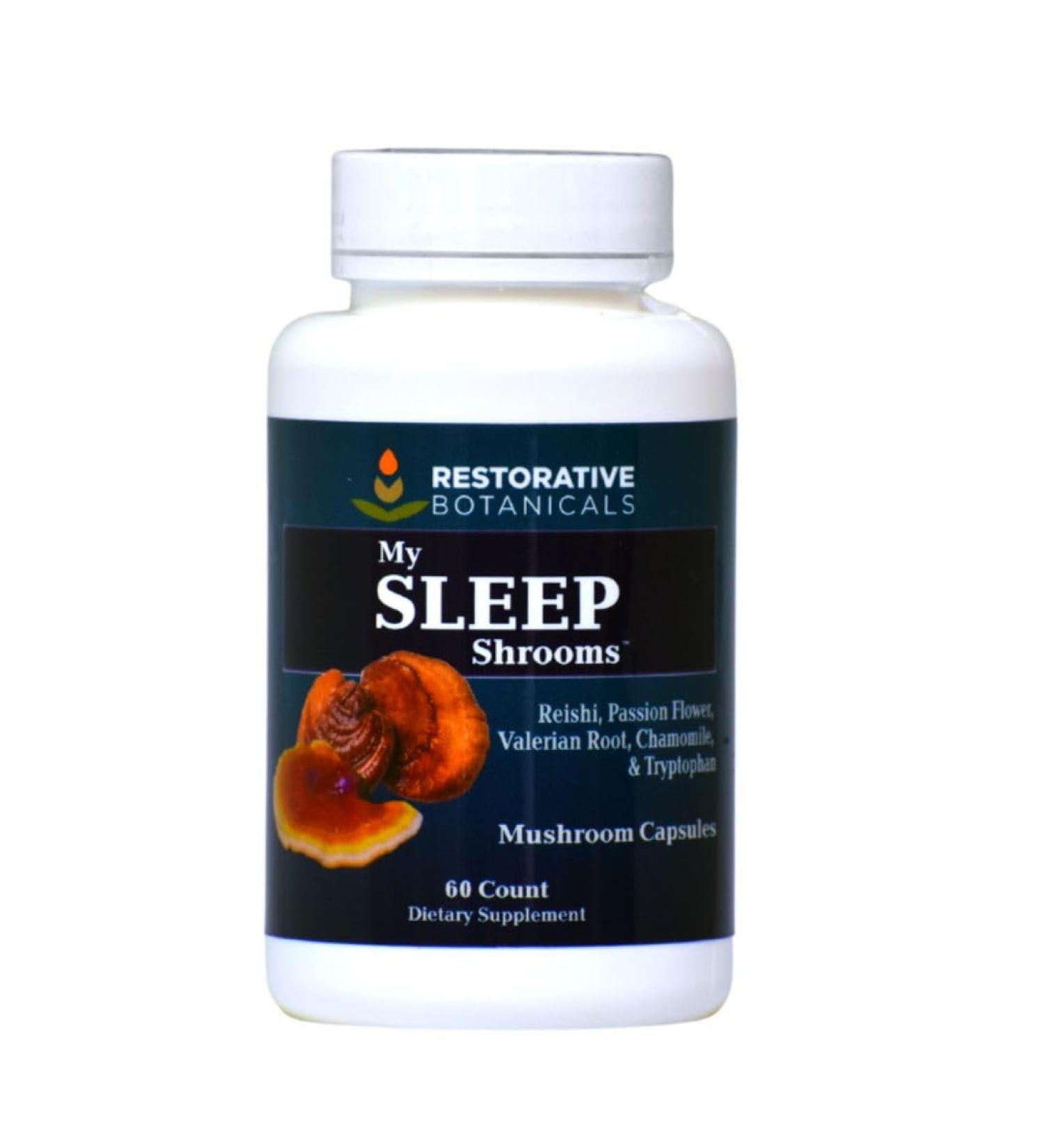 Restorative Botanicals My Sleep Shrooms Mushroom Extract Capsules Reishi Passionflower Valerian Chamomile Tryptophan Gluten Free/Vegan/Non GMO - Buy Online on GoSupps.com