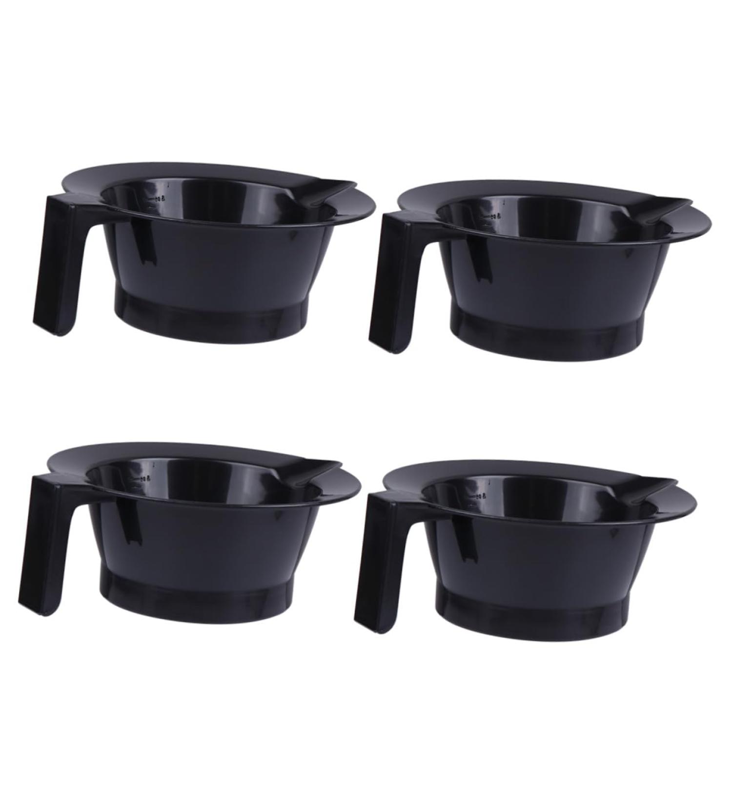 STOBAZA Kit de 4 Bols de Teinture Capillaire Plastique Poign e Antistatique Noir Taille Moyenne pour Salon et Utilisation Professionnelle Outil de Coloration Cheveux sans Gaspillage - Buy Online on GoSupps.com
