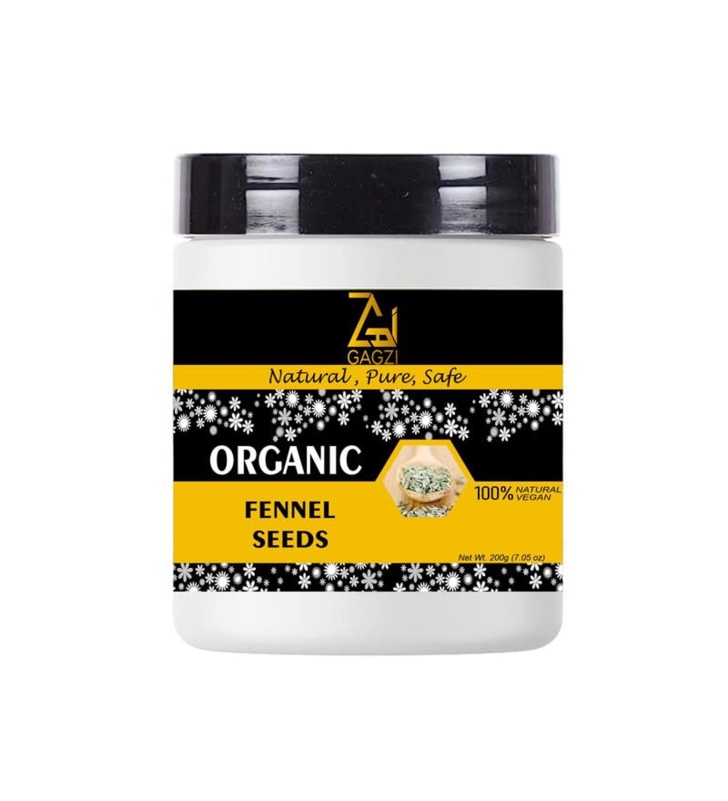 GAGZI All Natural Organic Spices Fennel Seeds 200 Gram (Packing May Be Vary) Pack Of 1 200 Gram 7.05 oz