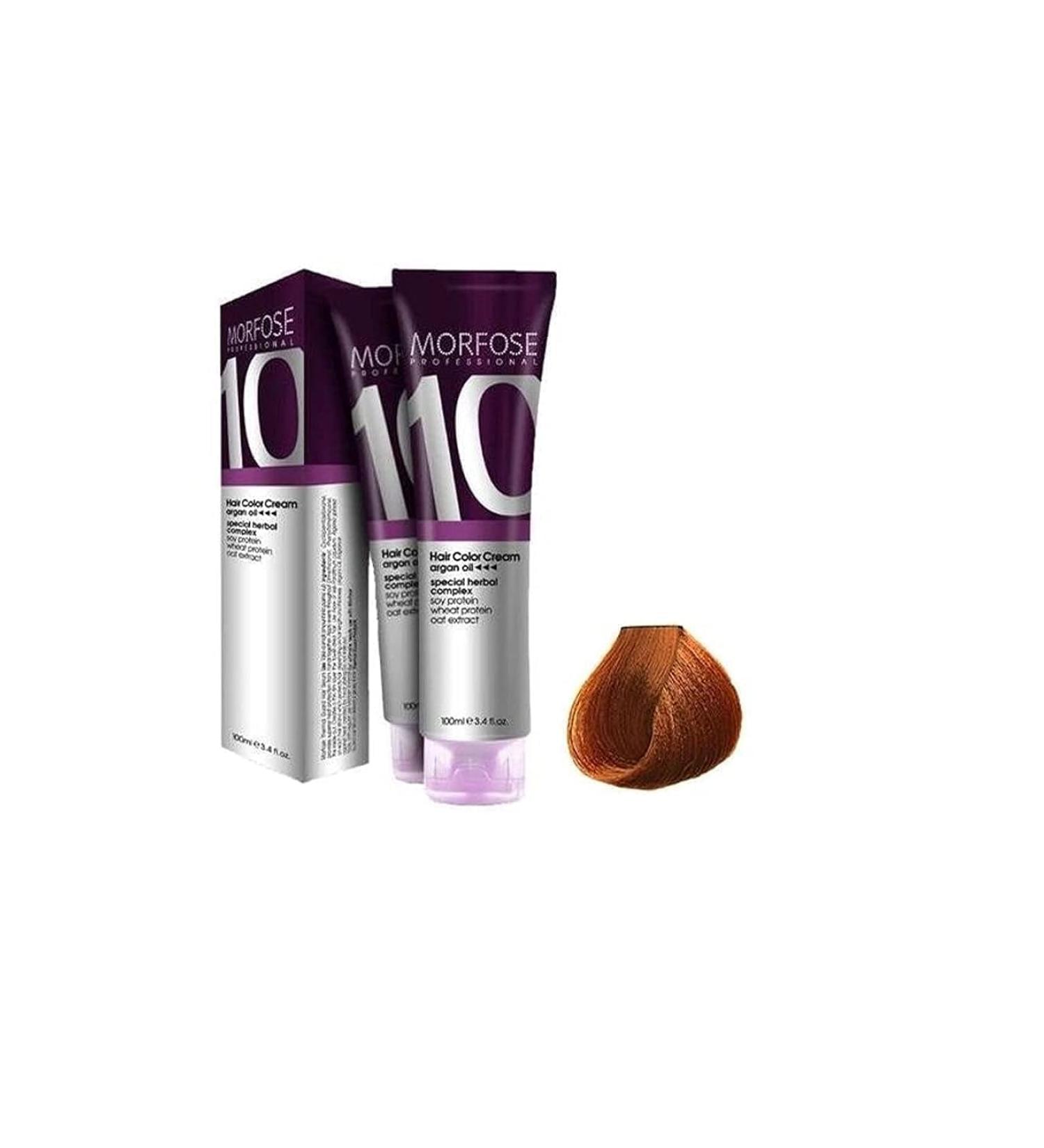 Morfose 10 Professional Hair Colour Cream 100 ml No. 8.34 Light Copper Auburn - Buy Online on GoSupps.com