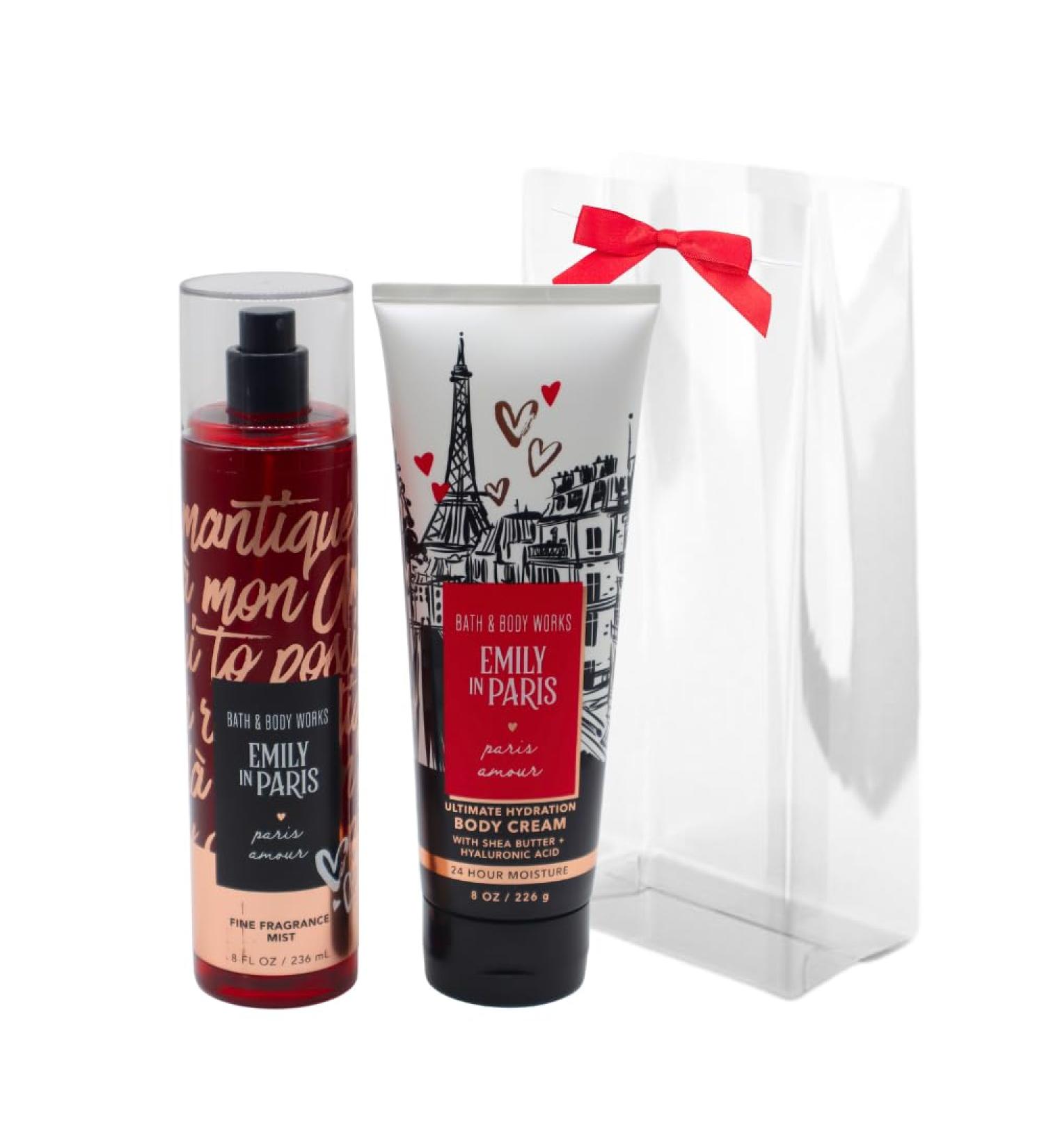 Bath & Body Works Emily in Paris PARIS AMOUR Fine Fragrance Mist & Body Cream 2pc Gift Set with a red bow for Holidays - Full Size - Buy Online on GoSupps.com