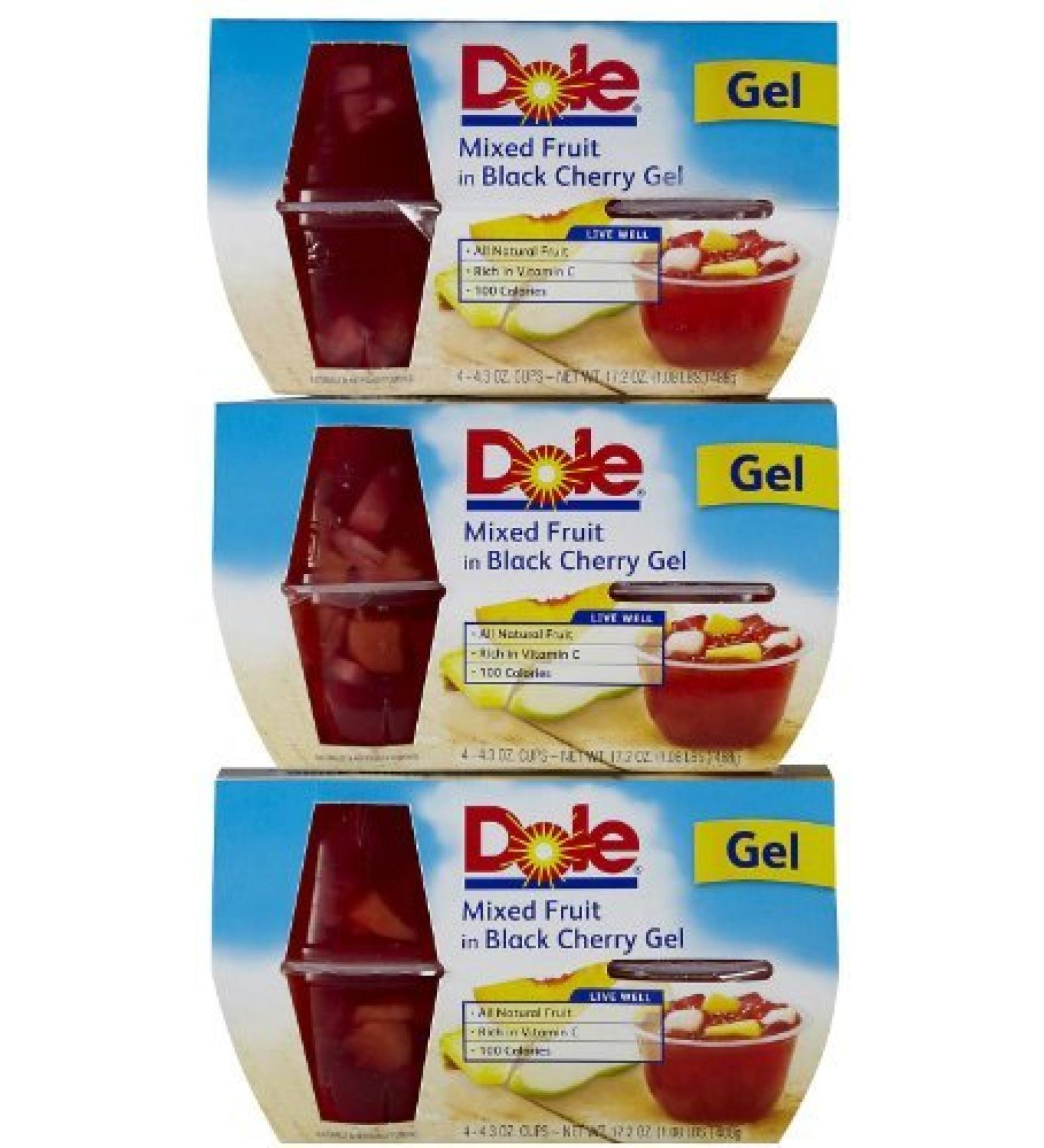 Dole Gel Bowls Mixed Fruit in Black Cherry Gel, 4 oz, 3 pk by Dole