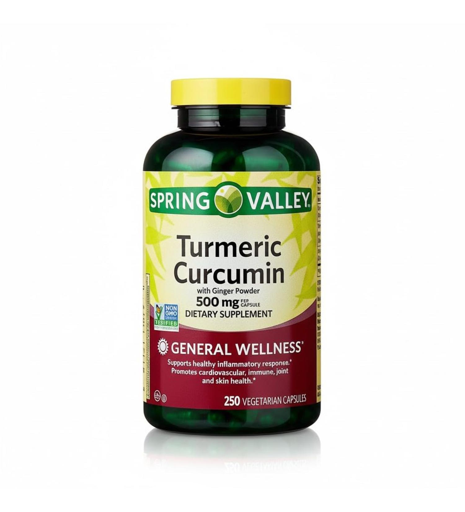 Turmeric Curcumin Supplement with Organic Ginger Powder 500 mg Tumeric Capsules 250 Vegetarian Count. - Buy Online on GoSupps.com