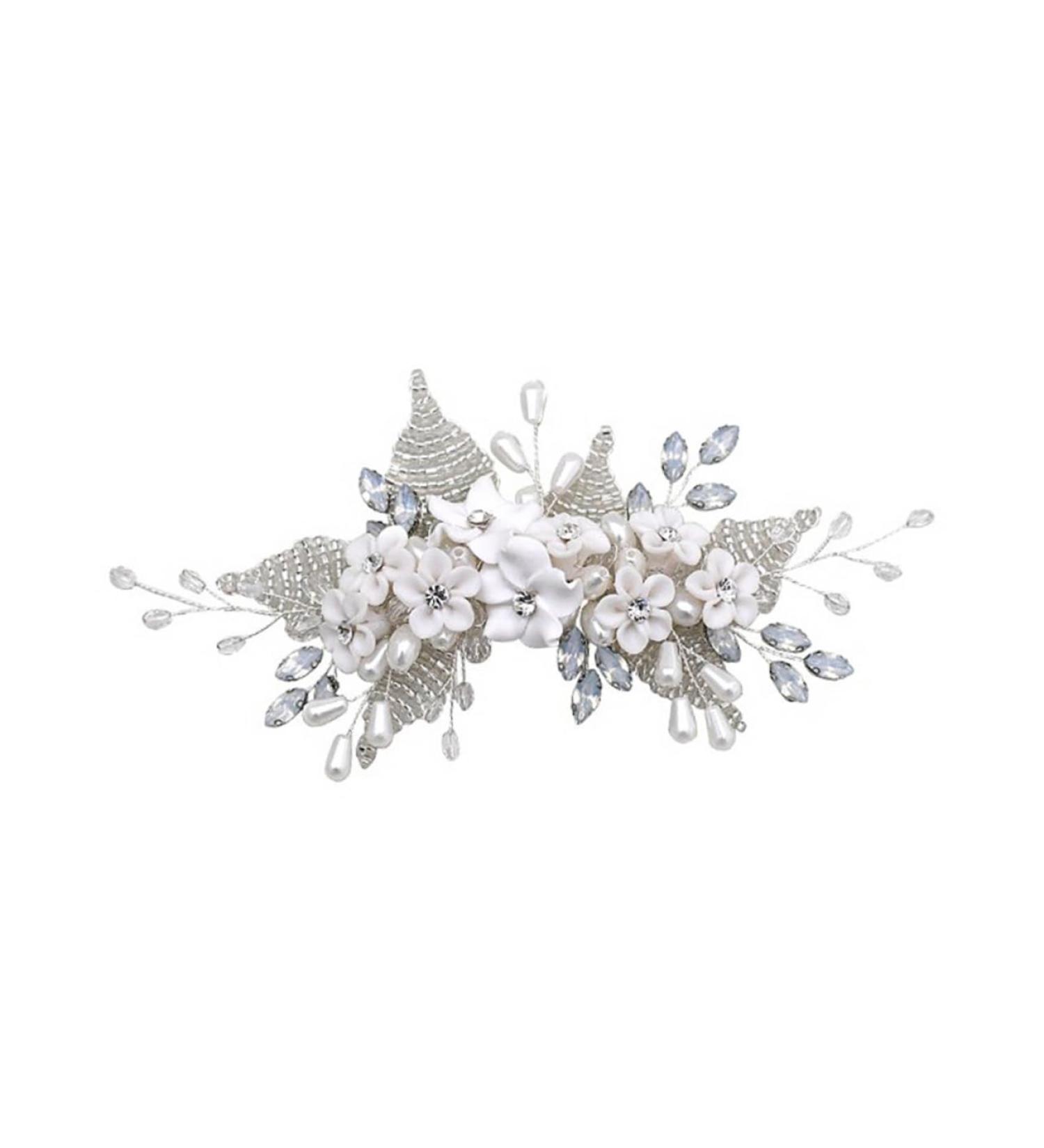 Ipetboom Pearl Hair Comb 1pc Bridal Headwear Crystal Pearl Bridesmaid The Flowers Hair Piece Silver Rhinestones - Buy Online on GoSupps.com