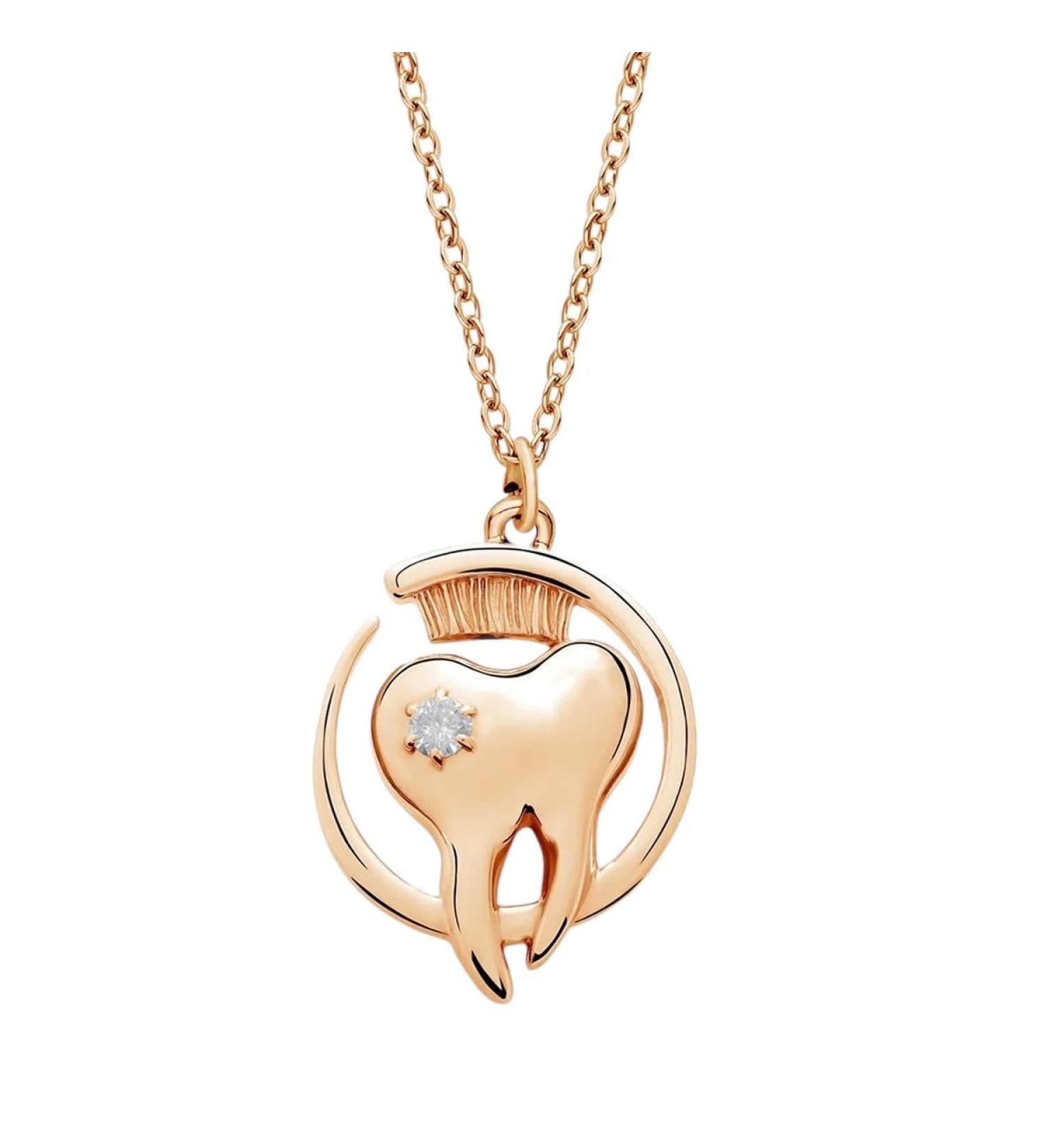 ODIMWENMAI New 2025 Arrival Creative Tooth Dentist Crystal Pendant Necklace Dental Jewelry Jewelry Teeth Oral Care Jewelry For Doctors Nurses Student With For You Accessories Trendy Creative Gift - Buy Online on GoSupps.com
