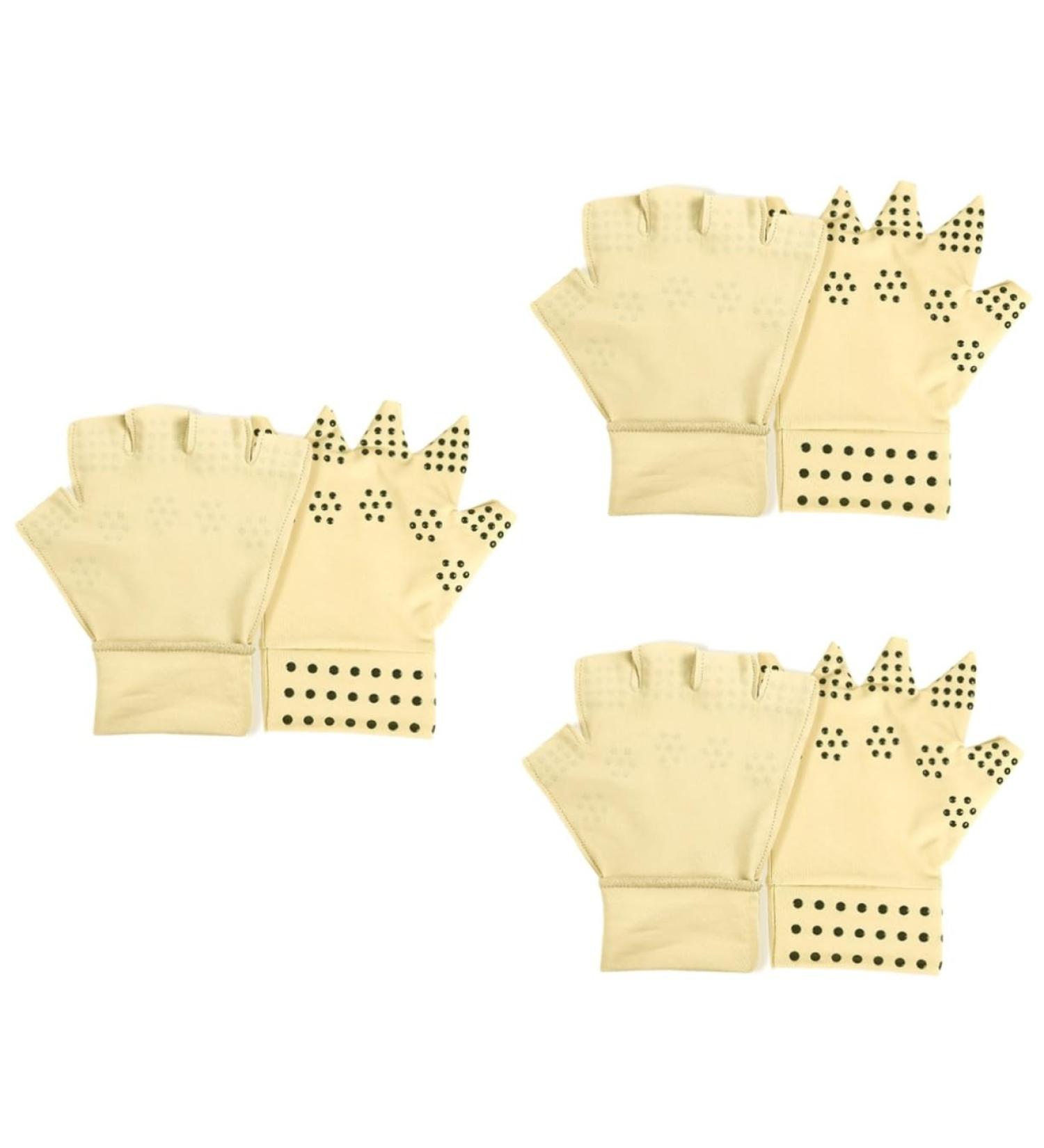 Healeved Anti-Slip Workout Gloves - 3 Pairs Magnetic Half Finger Sports Gloves for Fitness & Riding Non-Slip Elastic Support - Buy Online on GoSupps.com