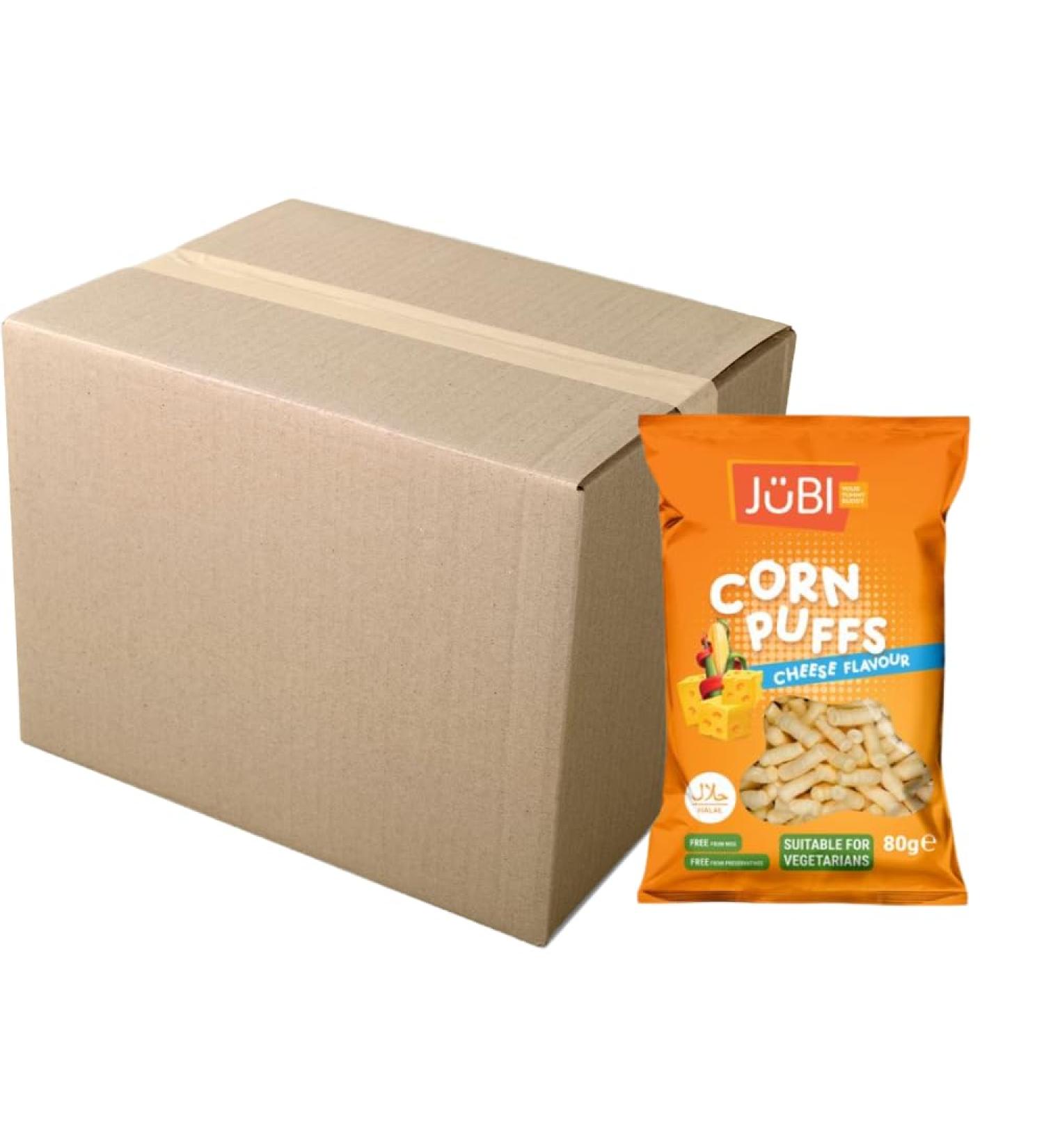 Jubi Corn Puffs Halal Certified No MSG No Preservatives Crisps Bag + FabFinds Mug (12 Pack Cheese) Cheese 80 g (Pack of 6) - Buy Online on GoSupps.com