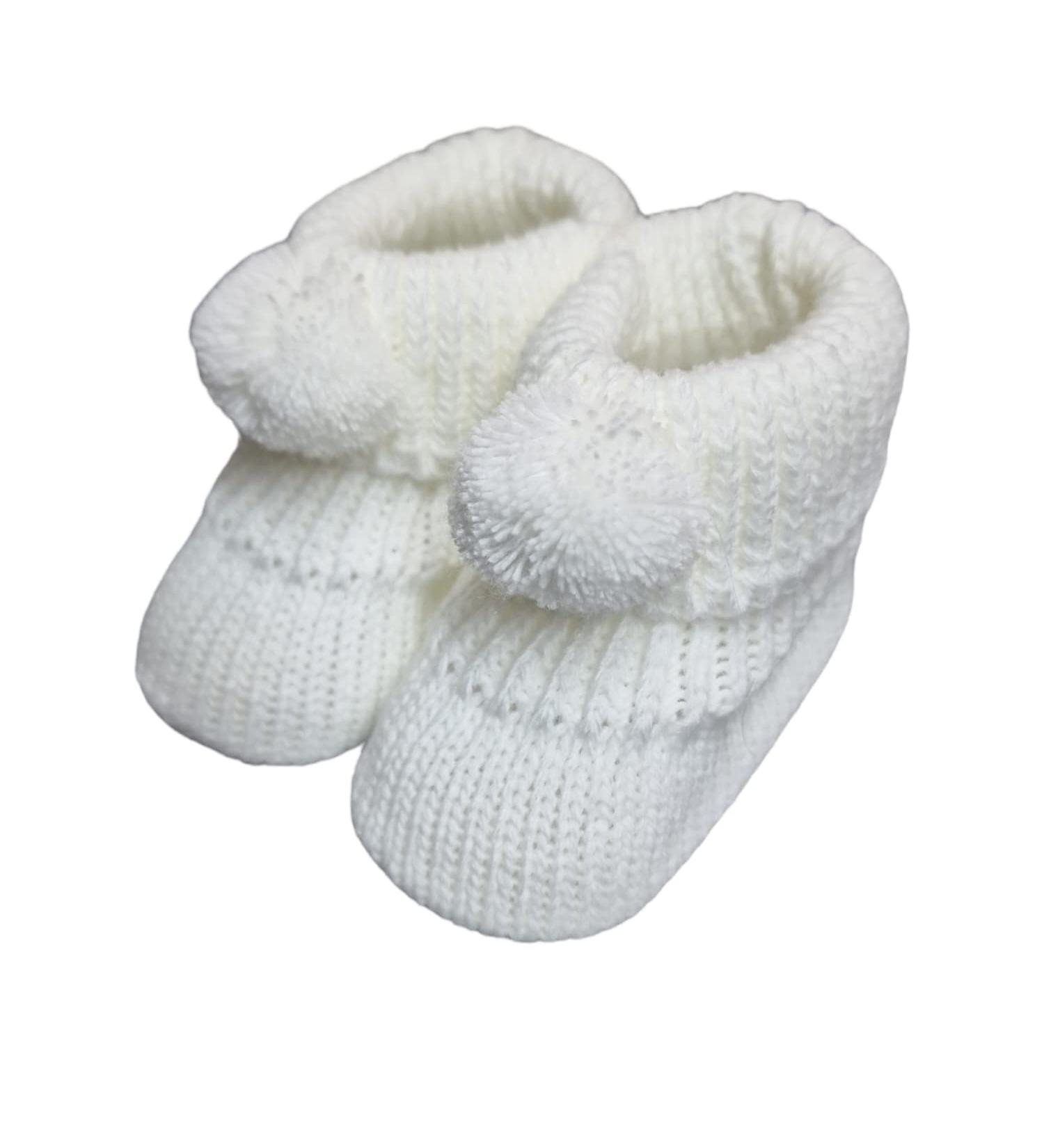 Royal Icon Newborn Baby Booties 0-3 Months - White Pom Pom Bootees RI408 - Buy Online on GoSupps.com