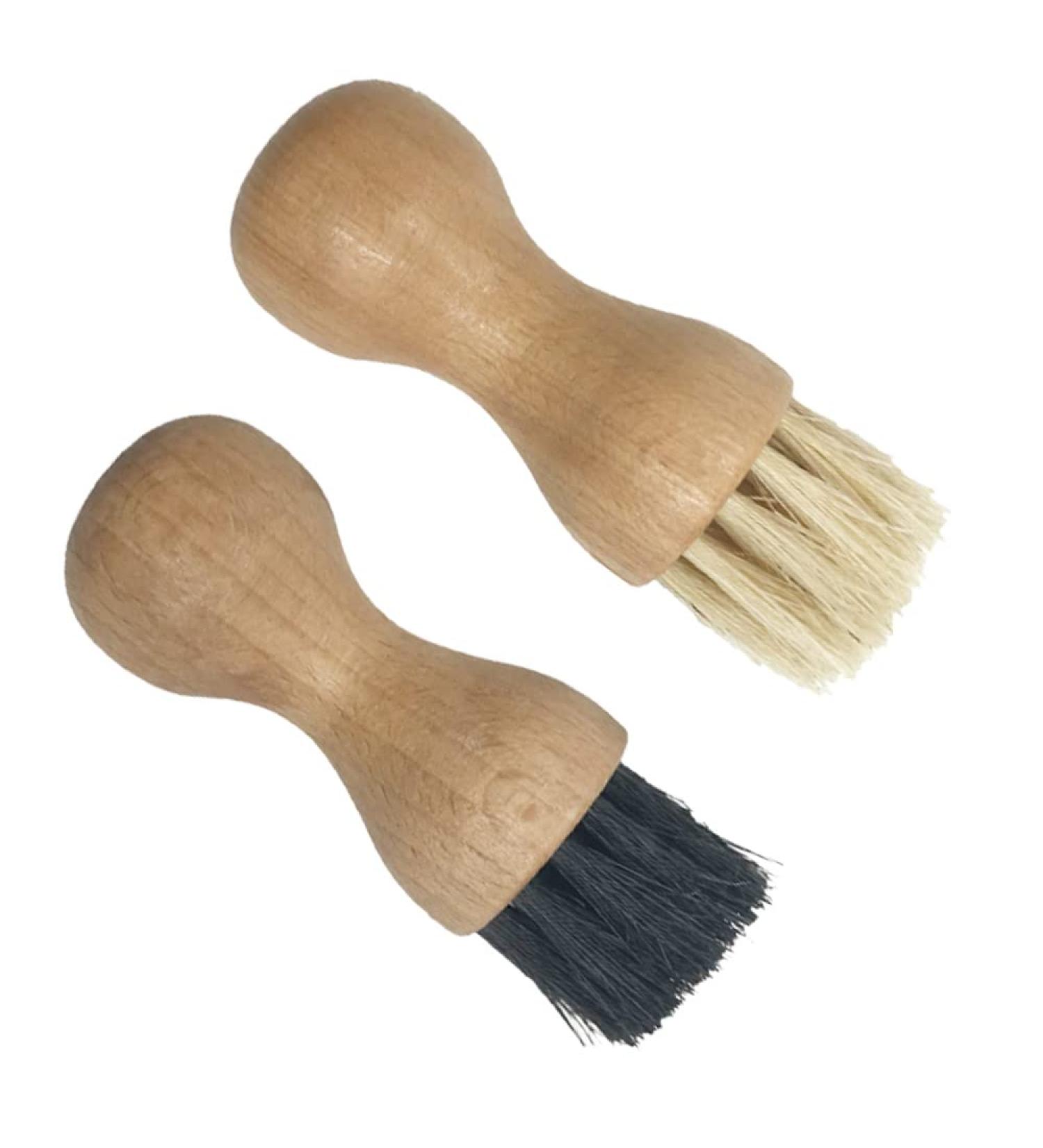 2 Pieces Shoe Polish Applicator Brushes Professional Bristles Pig Hair Brushes Wooden Handle Hair Bristles Brushes for Sofas Bags Furniture - Buy Online on GoSupps.com