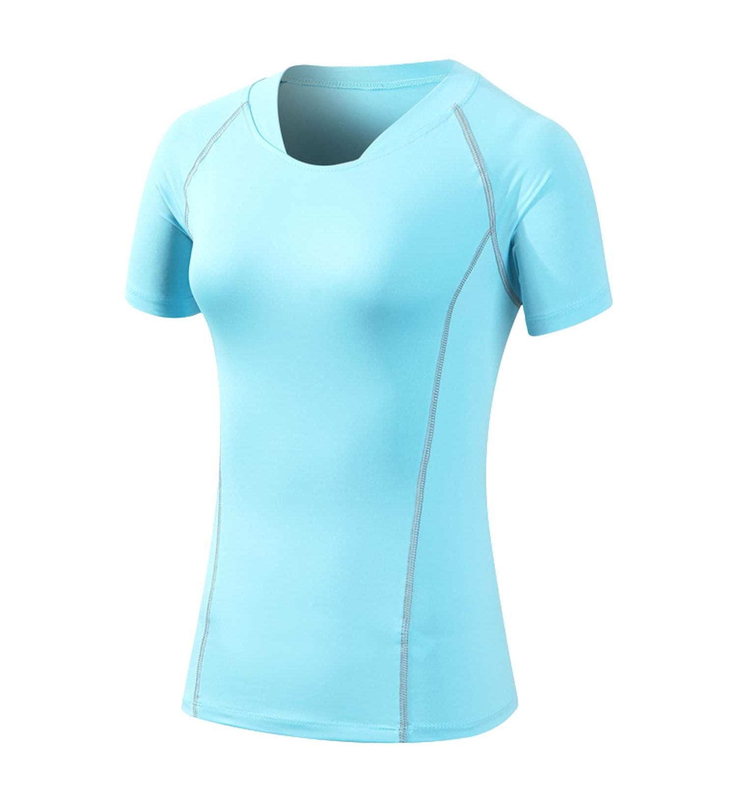 Women's Compression Shirt - Blue, Dry Fit Athletic Base Layer - Size L - Buy Online on GoSupps.com