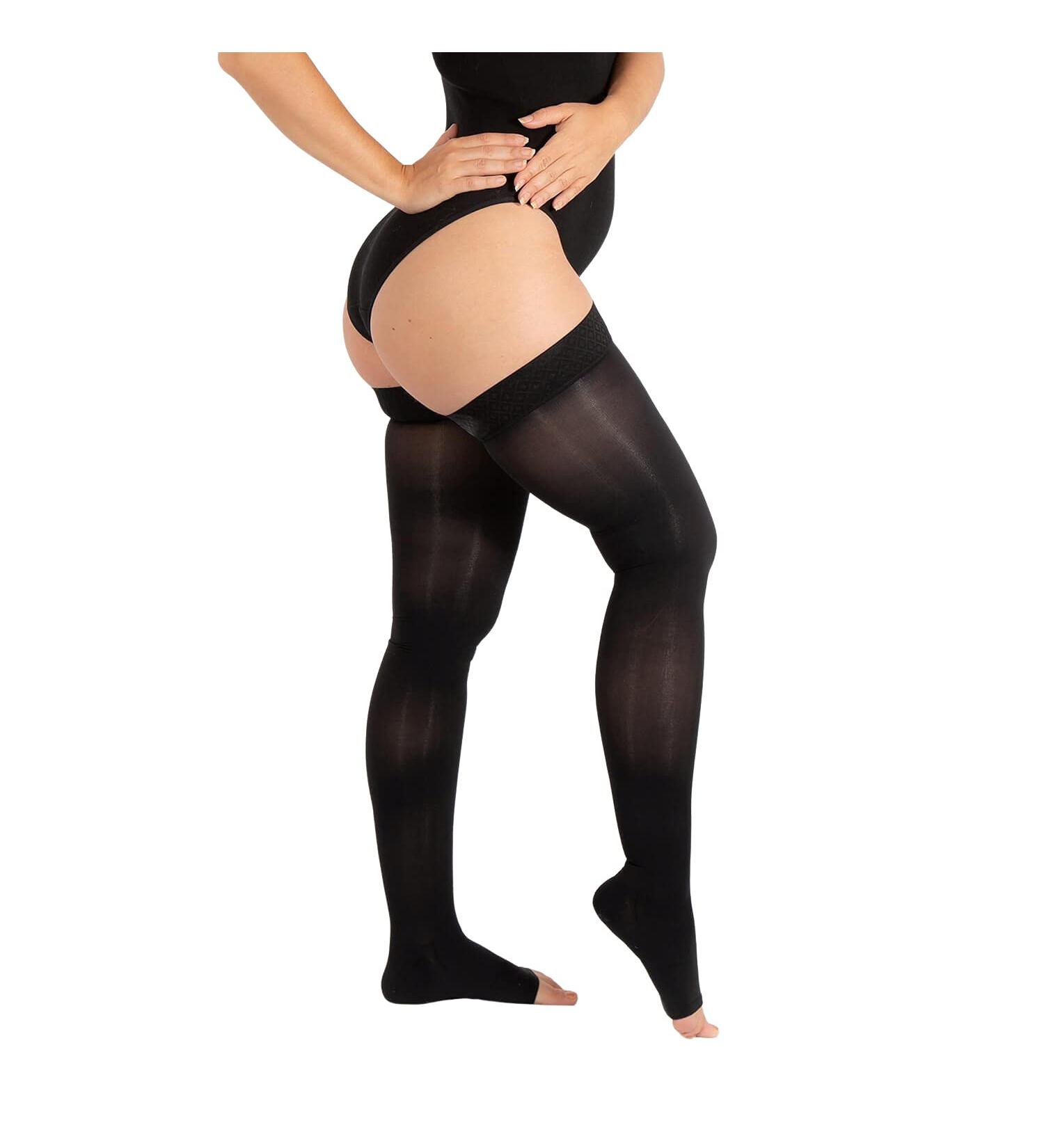 RIEMTEX PREMIUM Compression Stockings CCL2 23-32 mmHg Open Toe Thigh Highs for Women & Men - Size 1 - Black - Buy Online on GoSupps.com