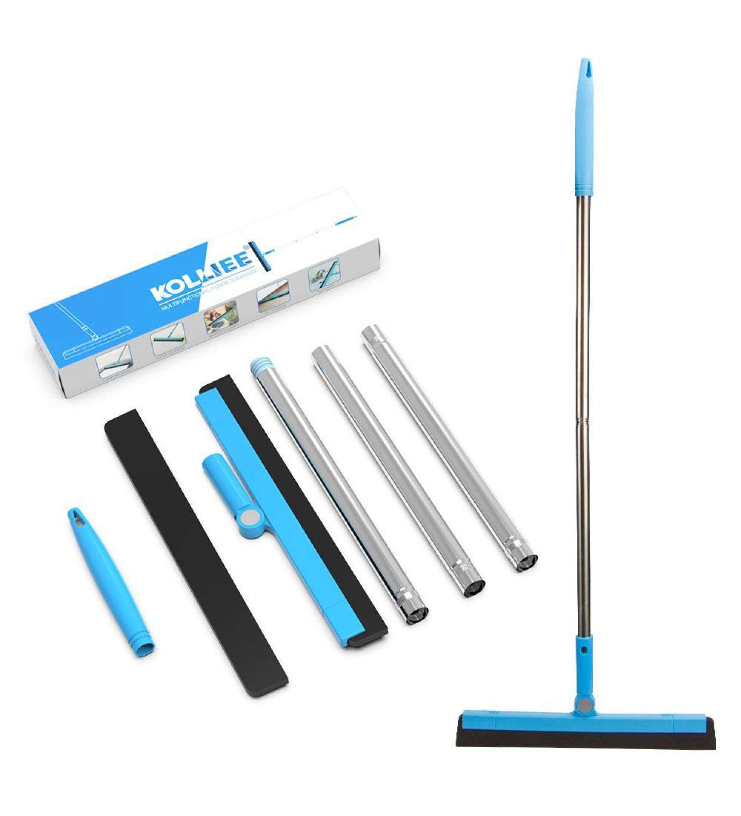 Adjustable Professional Floor Squeegee with 50 Handle - Ideal for Garage, Tile, Shower, and Hair - Foam Water Wiper - Buy Online on GoSupps.com