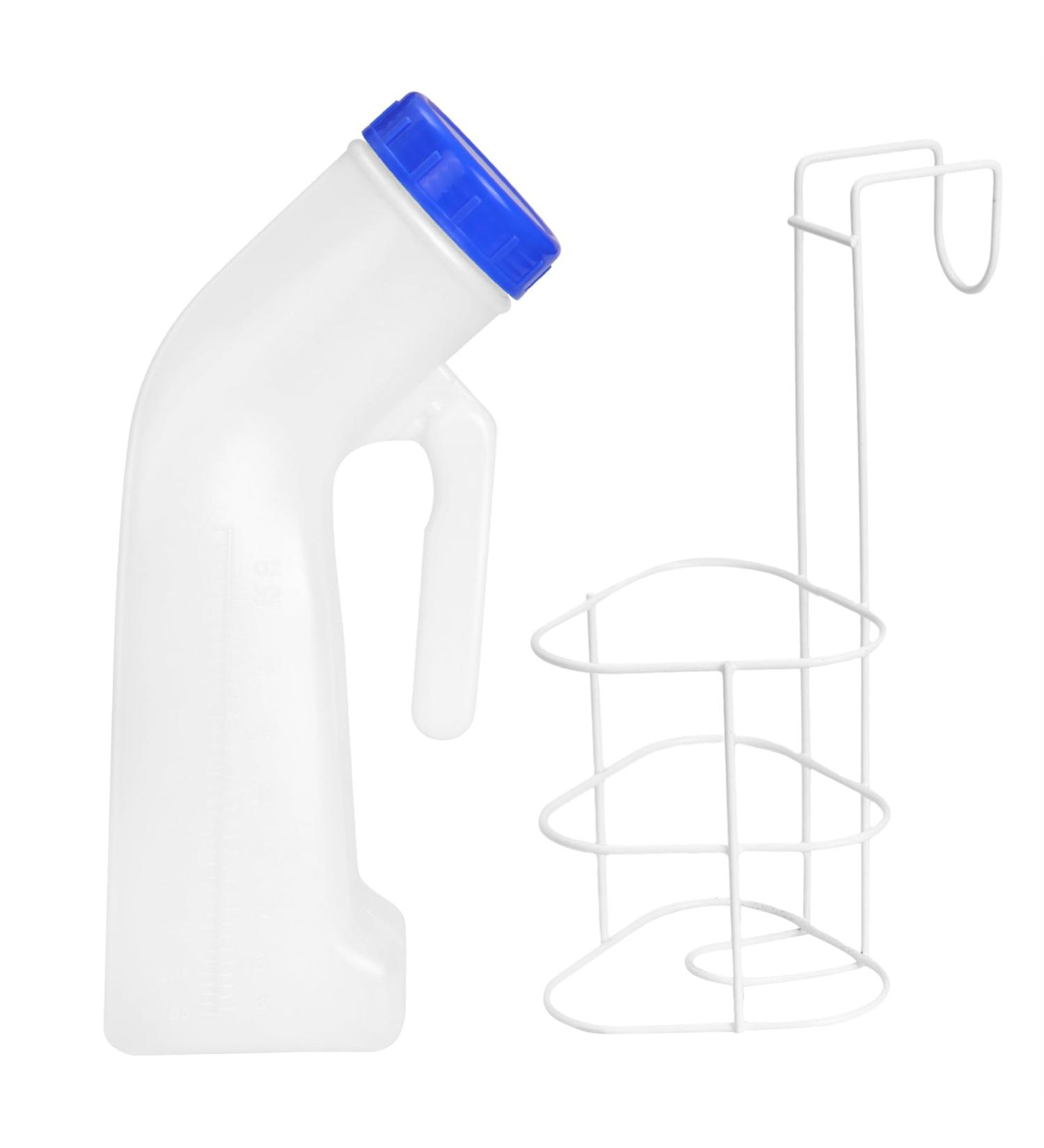 Portable Urine Bottle for Men & Women - 1000ml Emergency Urinal with Screw Cover & Bed Holder | Ideal for Travel Camping & Mobility Needs - Buy Online on GoSupps.com