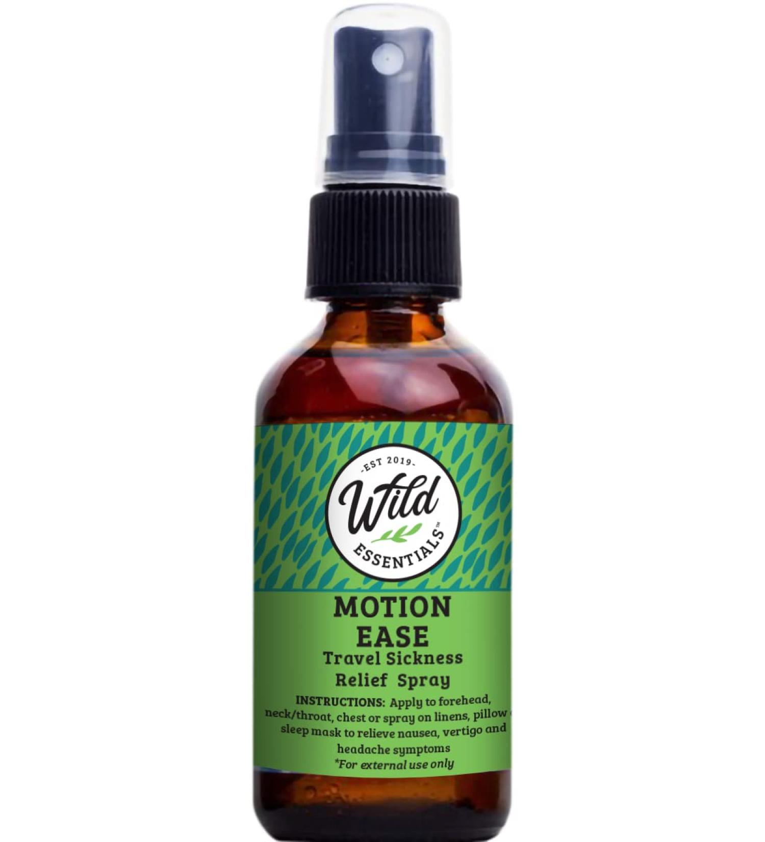 Wild Essentials Motion Ease Spray | All-Natural Remedy for Motion Sickness & Vertigo | 100% Essential Oils & Organic Witch Hazel - 2 oz (60ml - Buy Online on GoSupps.com