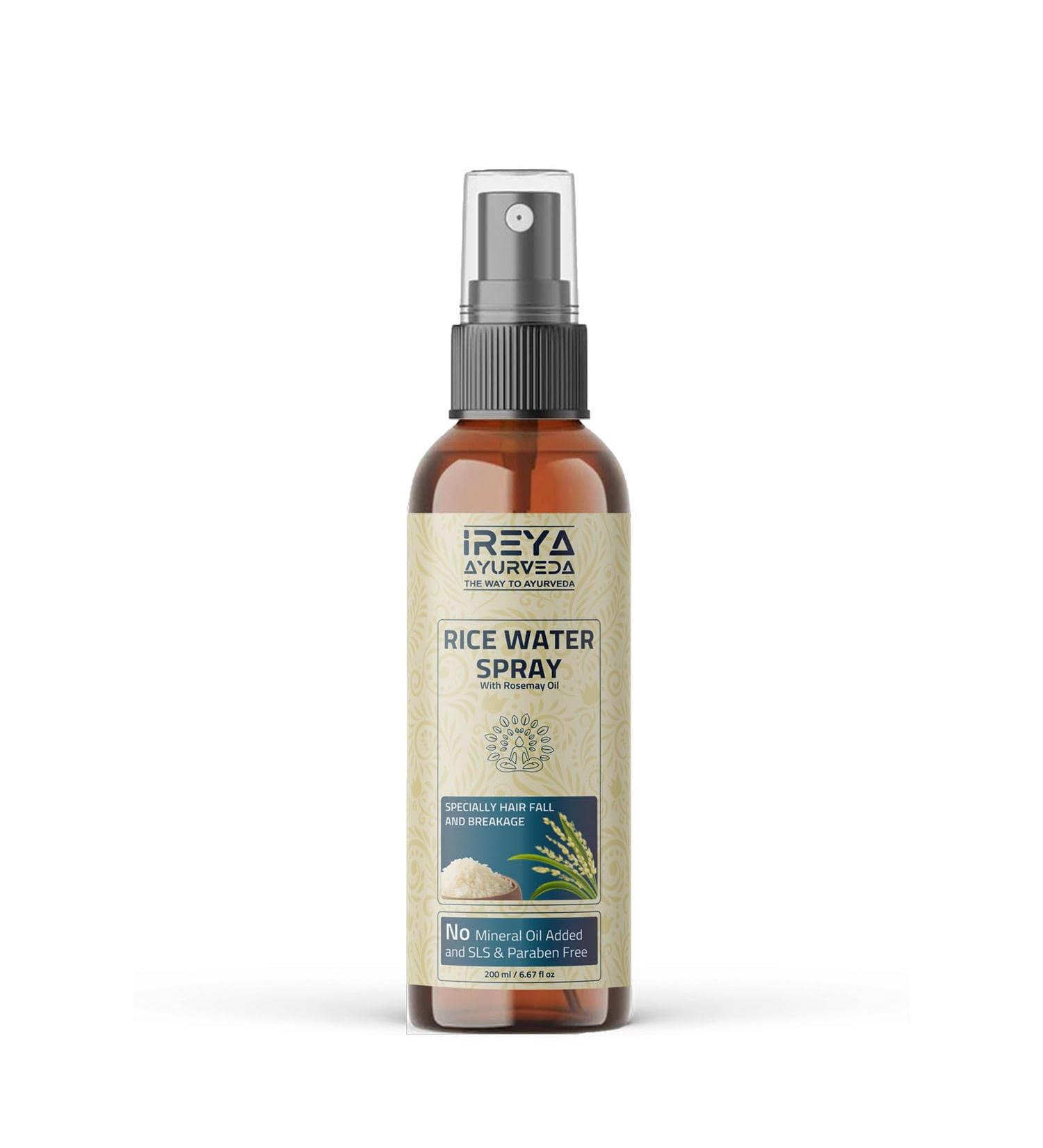 Ireya Ayurveda Rice Water Spray 200ml for Hair Growth | Rosemary Infused Rice Water Mist for Women & Men - No Minerals or Preservatives - Buy Online on GoSupps.com
