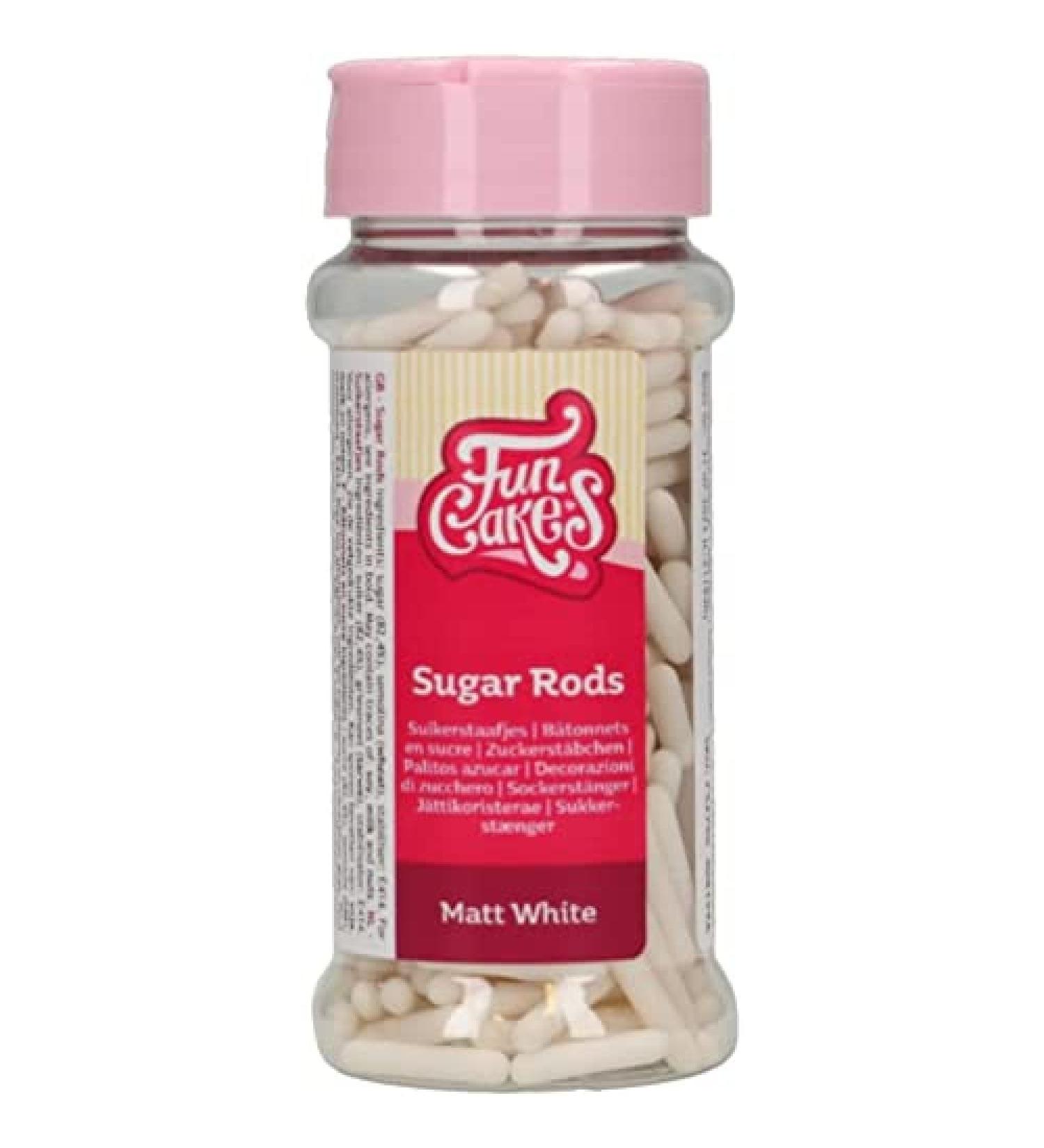FunCakes Matt Sugar Rods XL White: Cake Sprinkles Great Taste Perfect for Cake Decorating Cupcake Sprinkles 70 g.