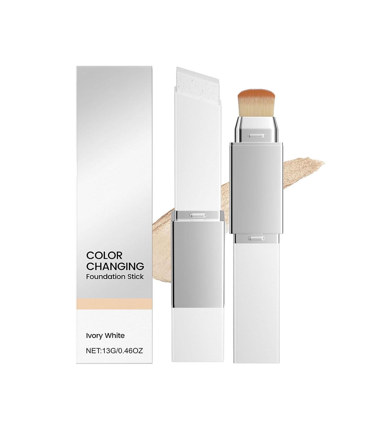 New Color Changing Foundation Stick Moisturizing Concealer Base Makeup Double Sided with Builtin Brush Portable for Daily Use(Ivory White) - Buy Online on GoSupps.com