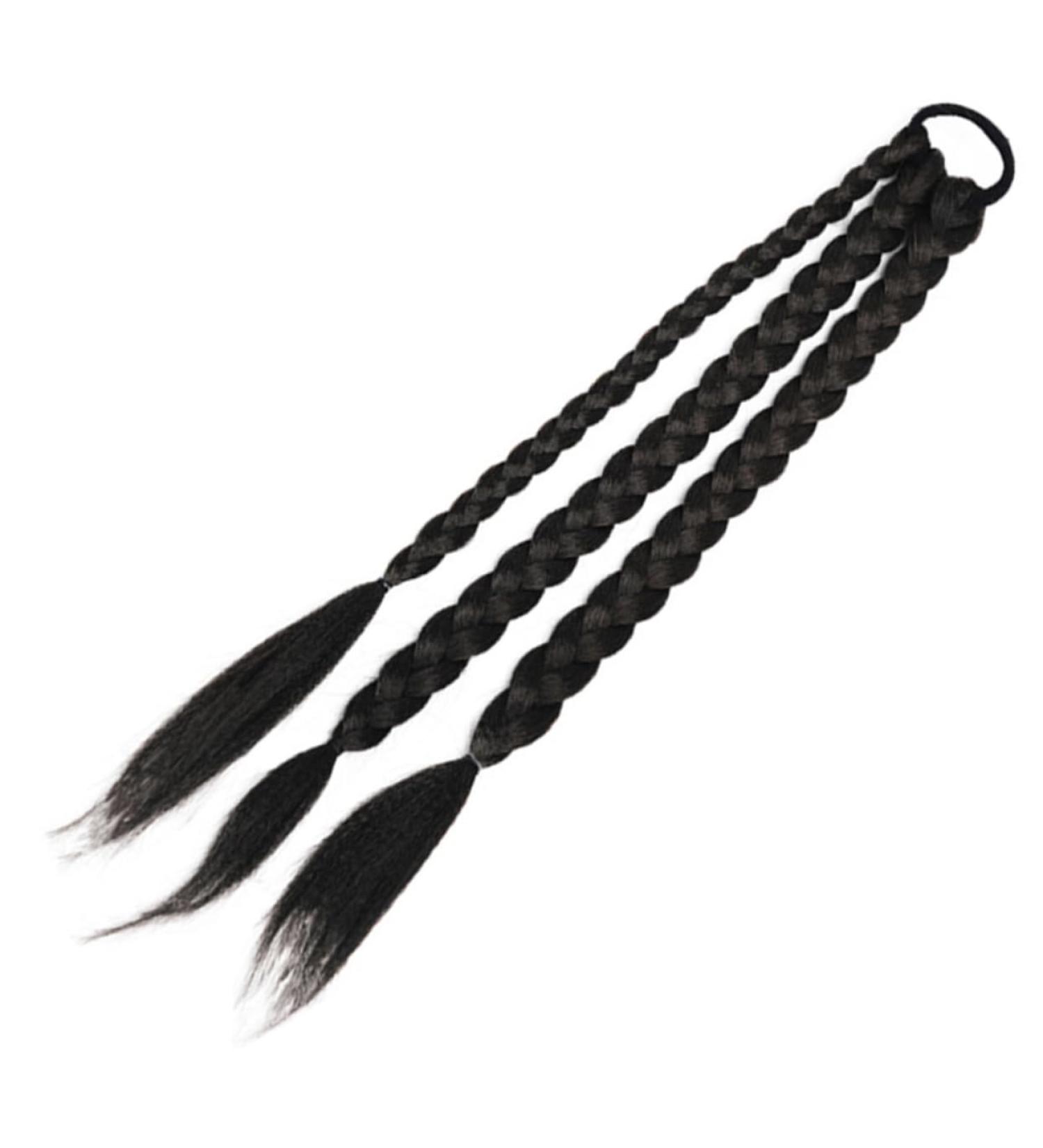 MAGICLULU to weave decorate Hair piece three shares synthetic braided ponytail extension elastic hair bands ponytail hairpiece band girl braided wigs wig High temperature wire 45X6CM Black - Buy Online on GoSupps.com