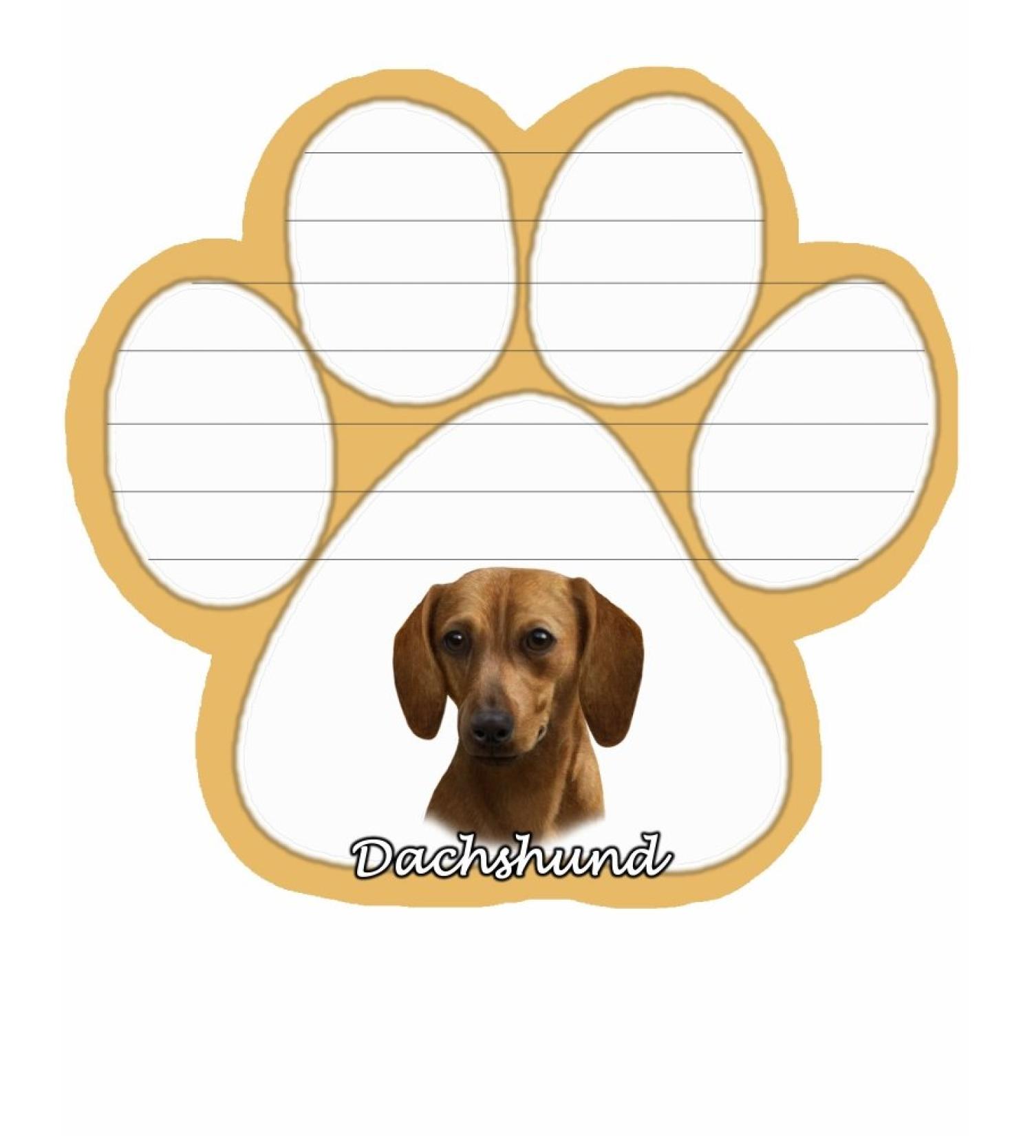Dachshund Red Notepad With Unique Die Cut Paw Shaped Sticky Notes 50 Sheets Measuring 5 by 4.7 Inches Convenient Functional Everyday Item Great Gift For Dachshund Red Lovers and Owners