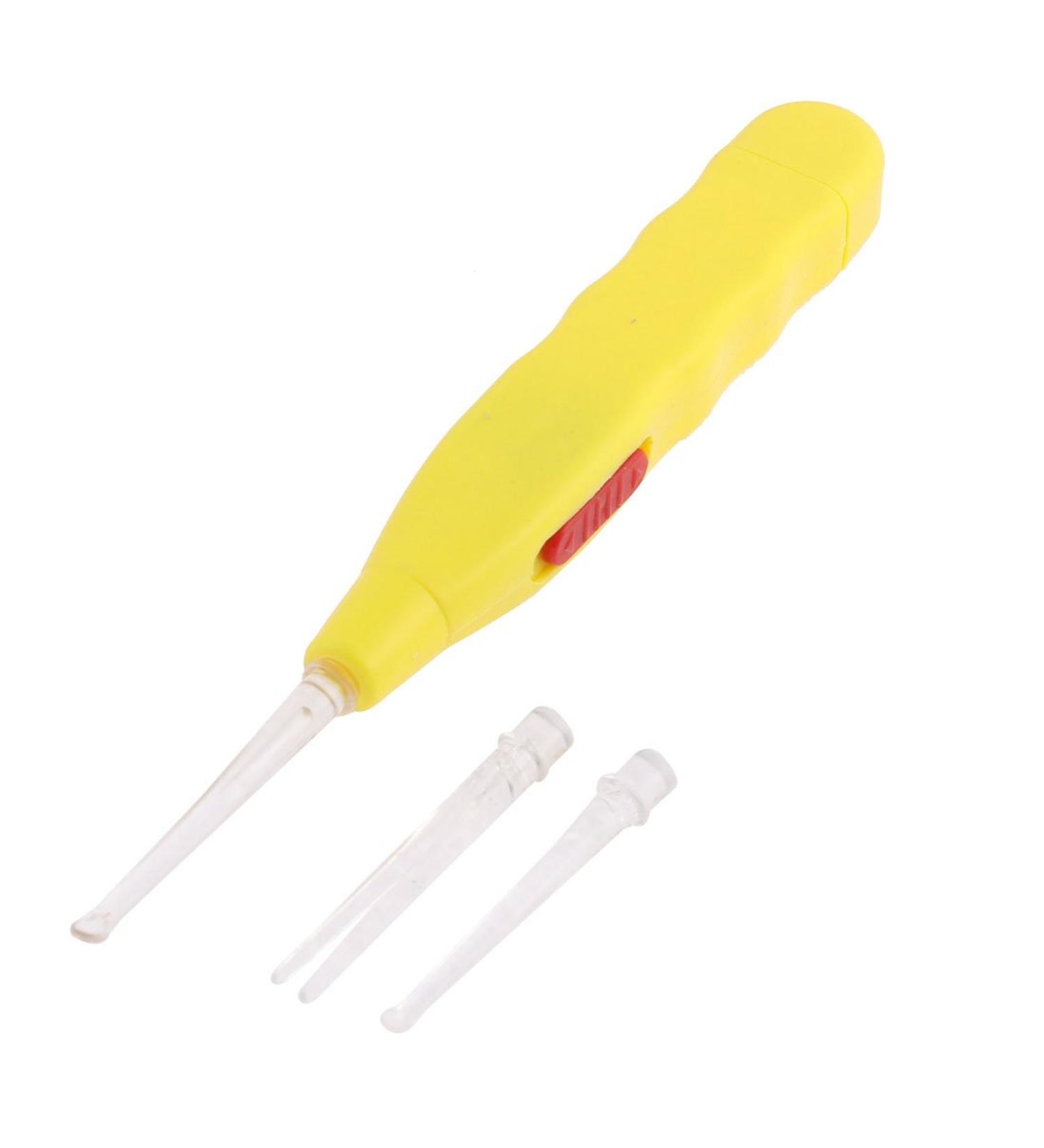 Qtqgoitem Plastic Grip LED Light Earpick Curette Ear Wax Remover w 3 Tips Yellow (Model: 2d7 8c5 9d6 555 40c)