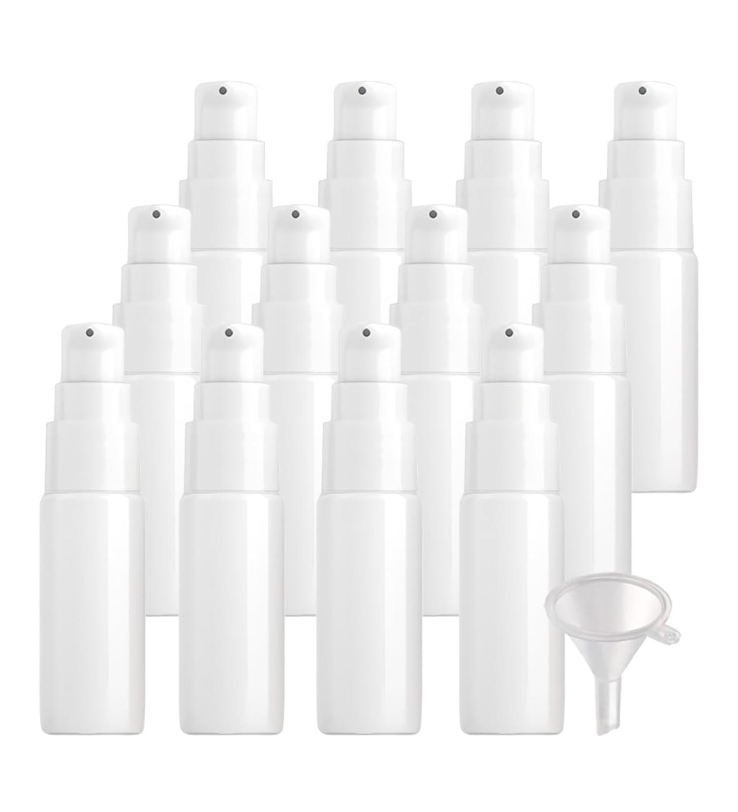 ZEOABSY 12 Pieces 20 ml White Lotion Bottles with WhiteÂ Pump 20ml Empty PET Plastic Lotion Pump Bottle Cosmetic Gel Travel Container for Cosmetic Make up Cleaning + 2 x Funnel White 20ml - Buy Online on GoSupps.com