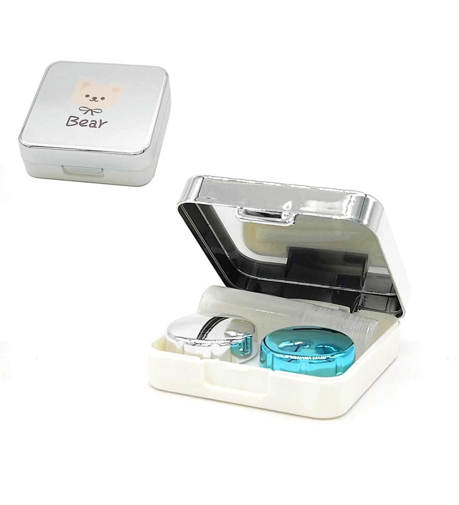 Buy Contact Lens Case Set - Travel & Home with Mirror Tweezers Connector & Solution Bottle - 2 Pack for Easy Lens Care - Buy Online on GoSupps.com