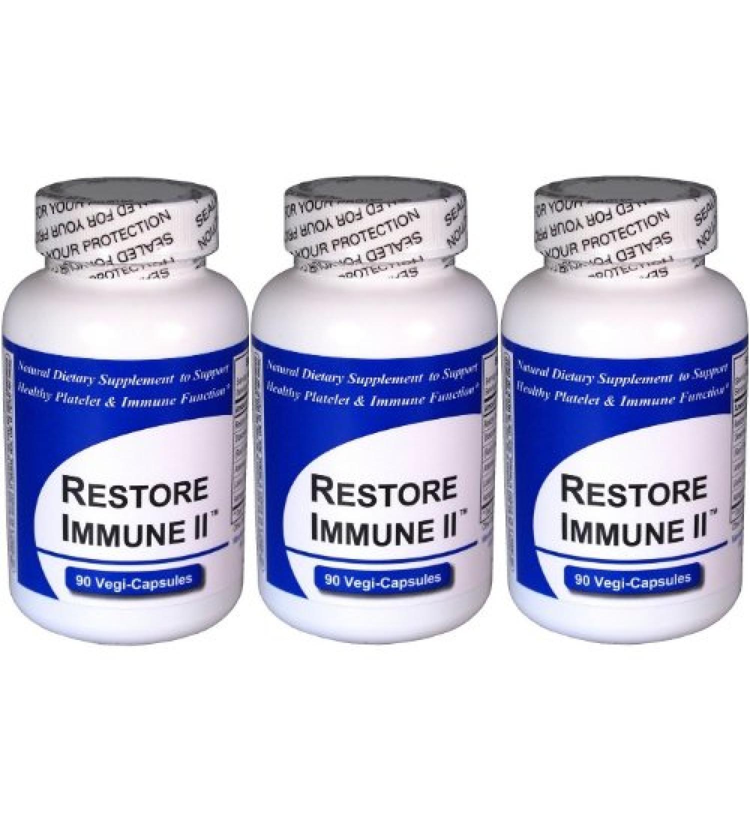 Restore Immune II (3 Pack contains 270 capsules) CONTAINS NO "Beef Bovine Gelatin Capsules" or Common Fillers like Silicon Dioxide Talc or Magnesium Stearate*- We use Kosher & Vegetarian Capsules