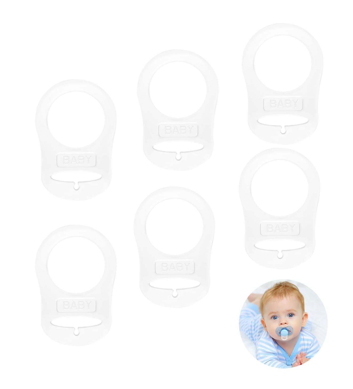Silicone Button Ring - 6 Pack Pacifier Adapter Clip Holder | Transparent Baby Dummy Pacifier Accessory - Buy Online on GoSupps.com